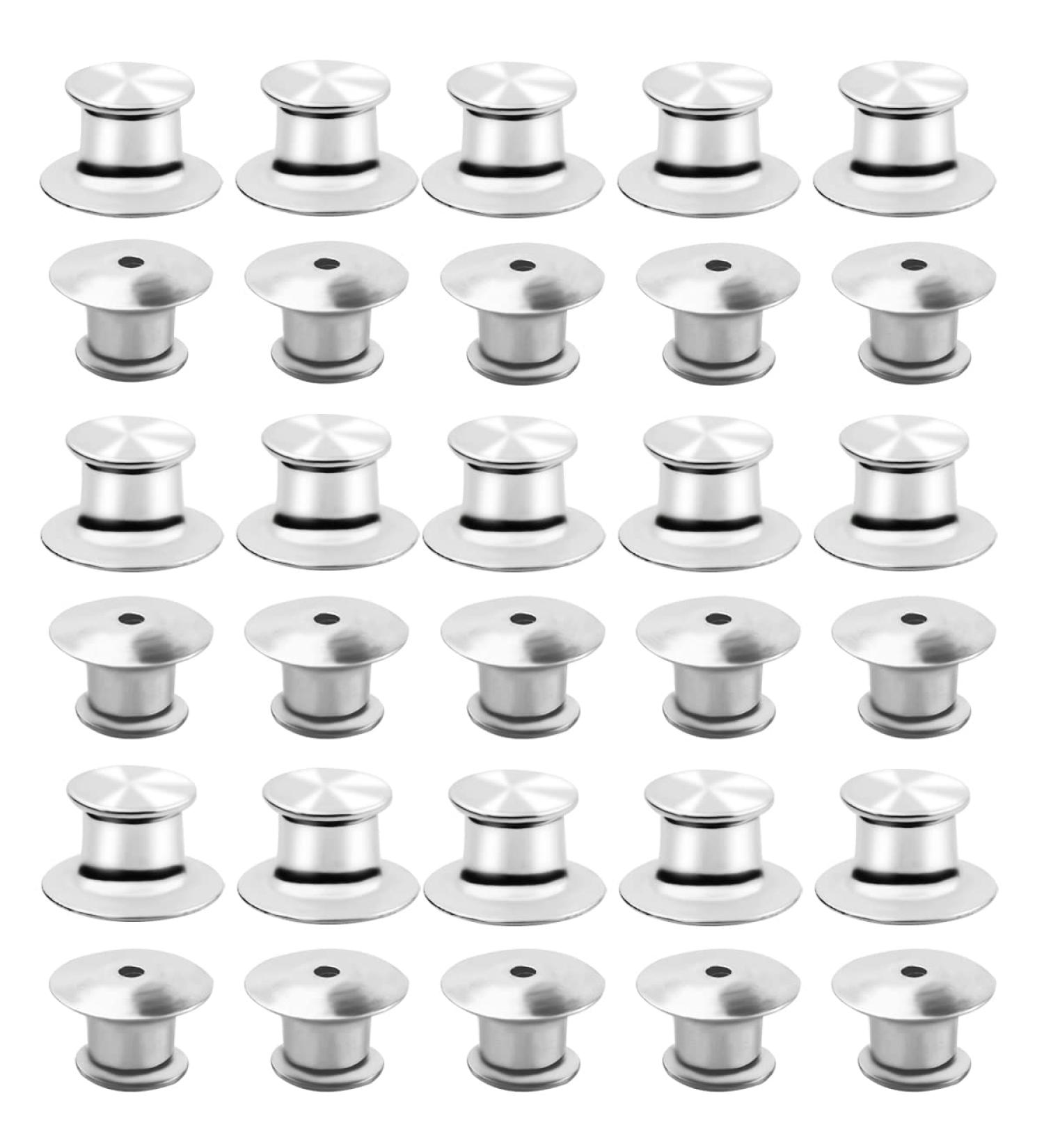30 Pieces Metal Locking Pin Backs - No Tool Required - Silver Lapel Pin Clasps for Disney & Badge Pins - Buy Online on SooperMarket.com