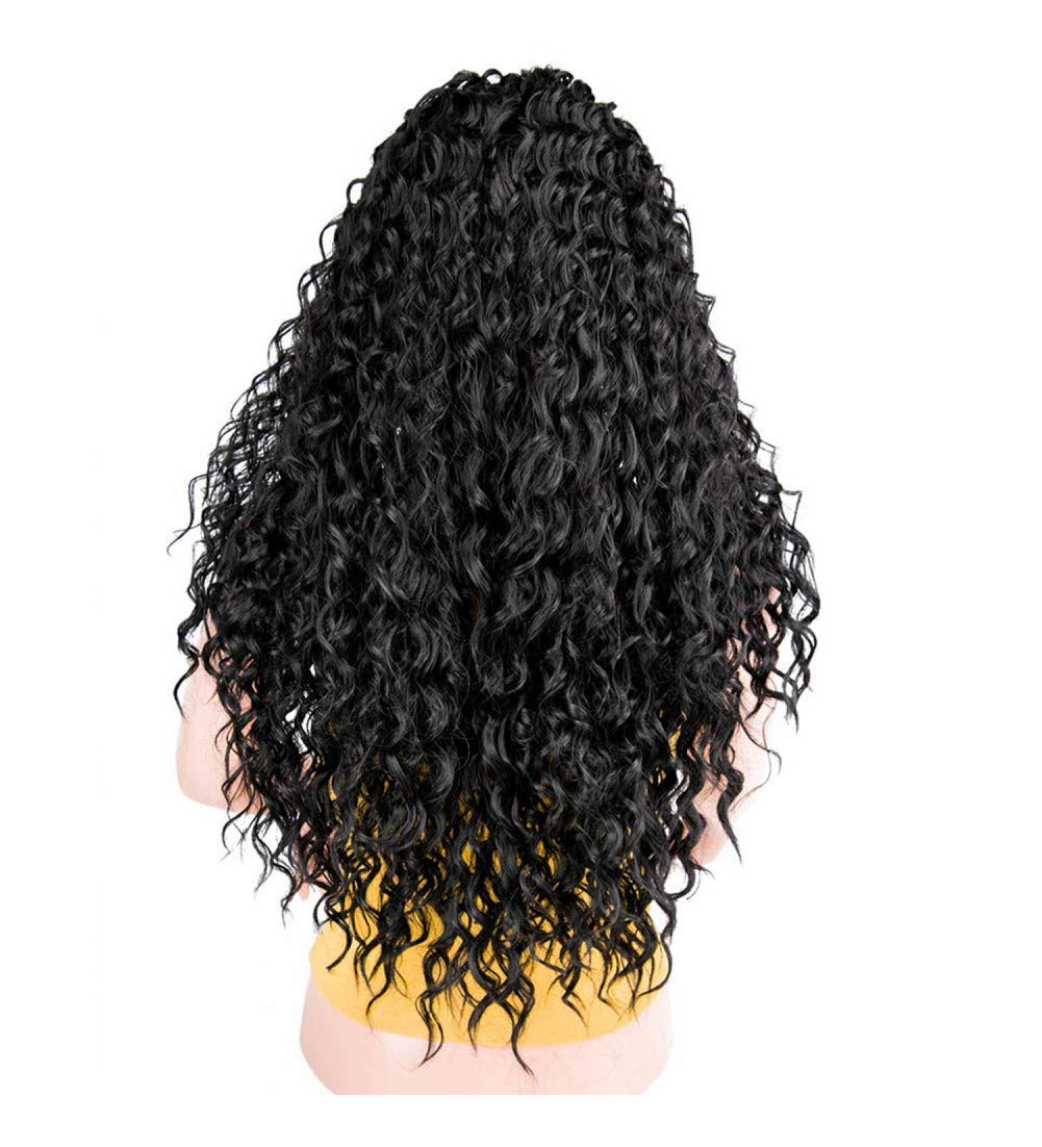 HBINGBING 26 Long Curly Black Synthetic Lace Front Wig - Stylish Braided Wigs for African American Women #1B - Buy Online on SooperMarket.com