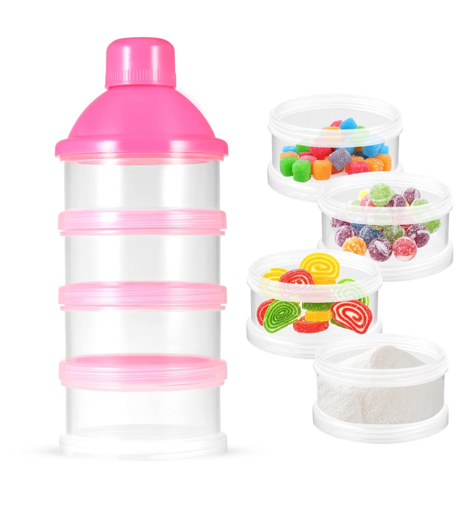 Milk Powder Dispenser Pots - BPA Free Formula Container for Travel & Outdoor Activities (Pink) - Buy Online on SooperMarket.com