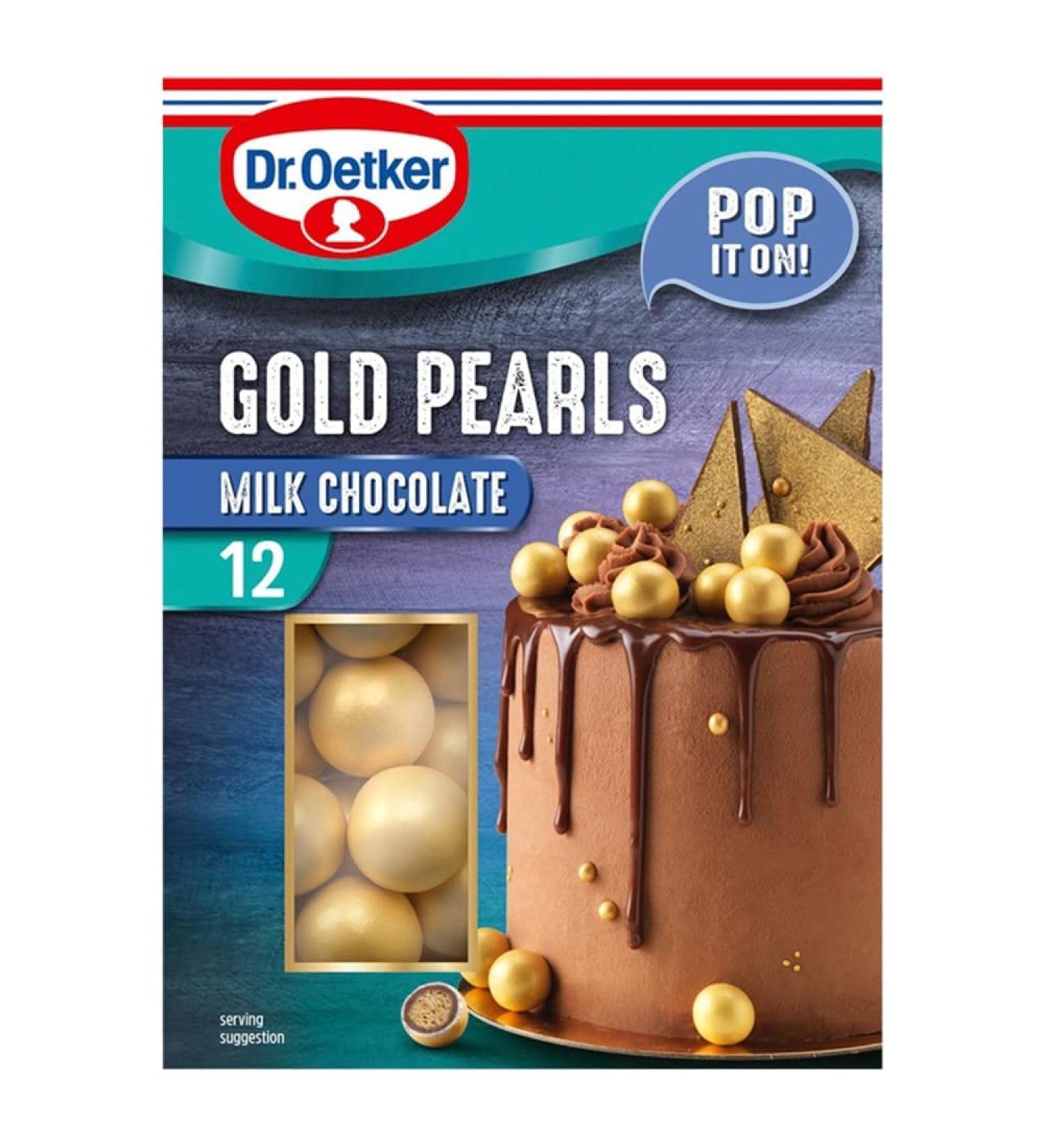 Dr. Oetker 12 Milk Chocolate Gold Pearls Cake Decorations 36g