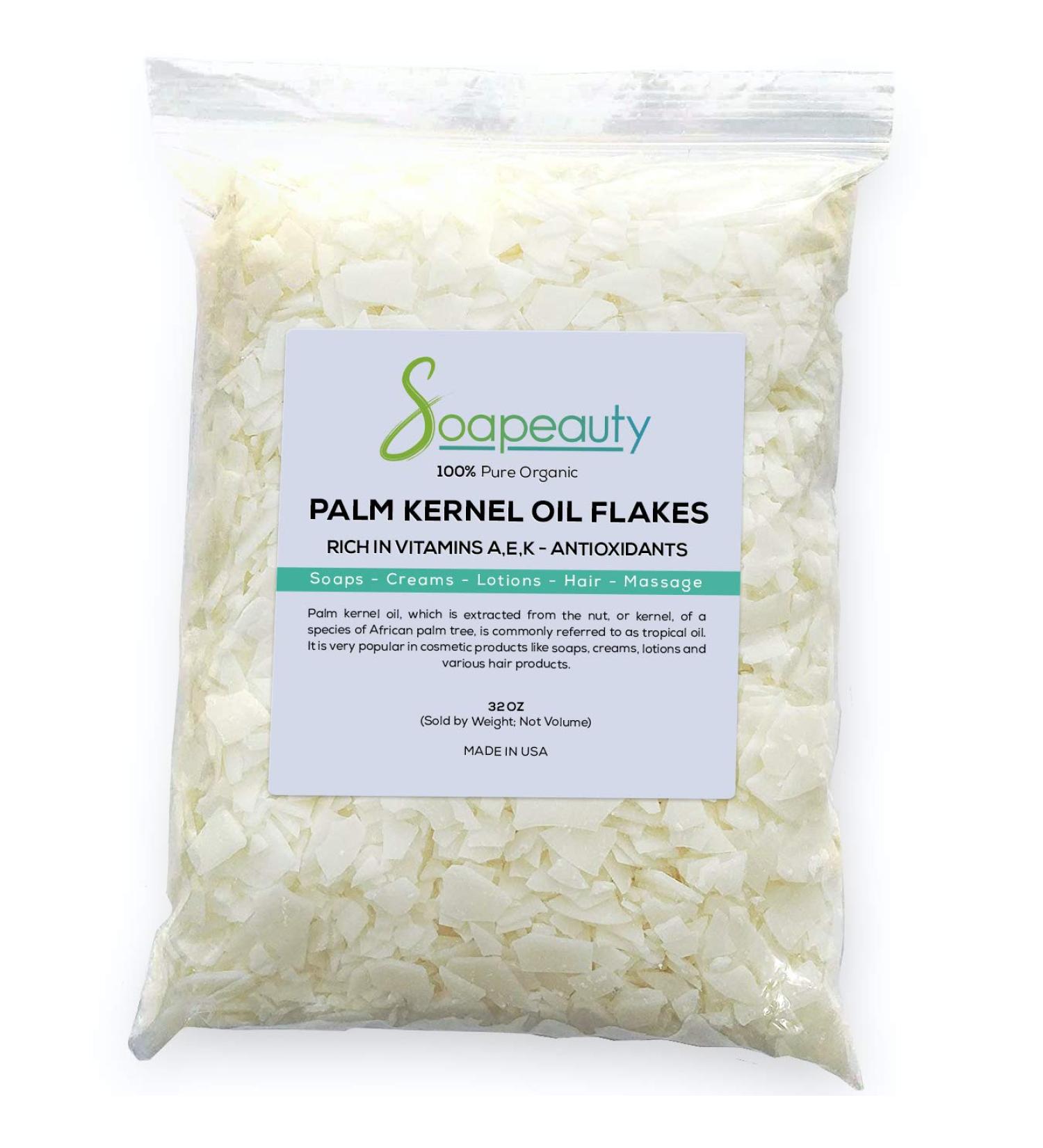 Palm Kernel Oil Flakes - Pure Unrefined Oil for Soap Making & Cosmetics - 32 OZ Pack - Buy Online on SooperMarket.com