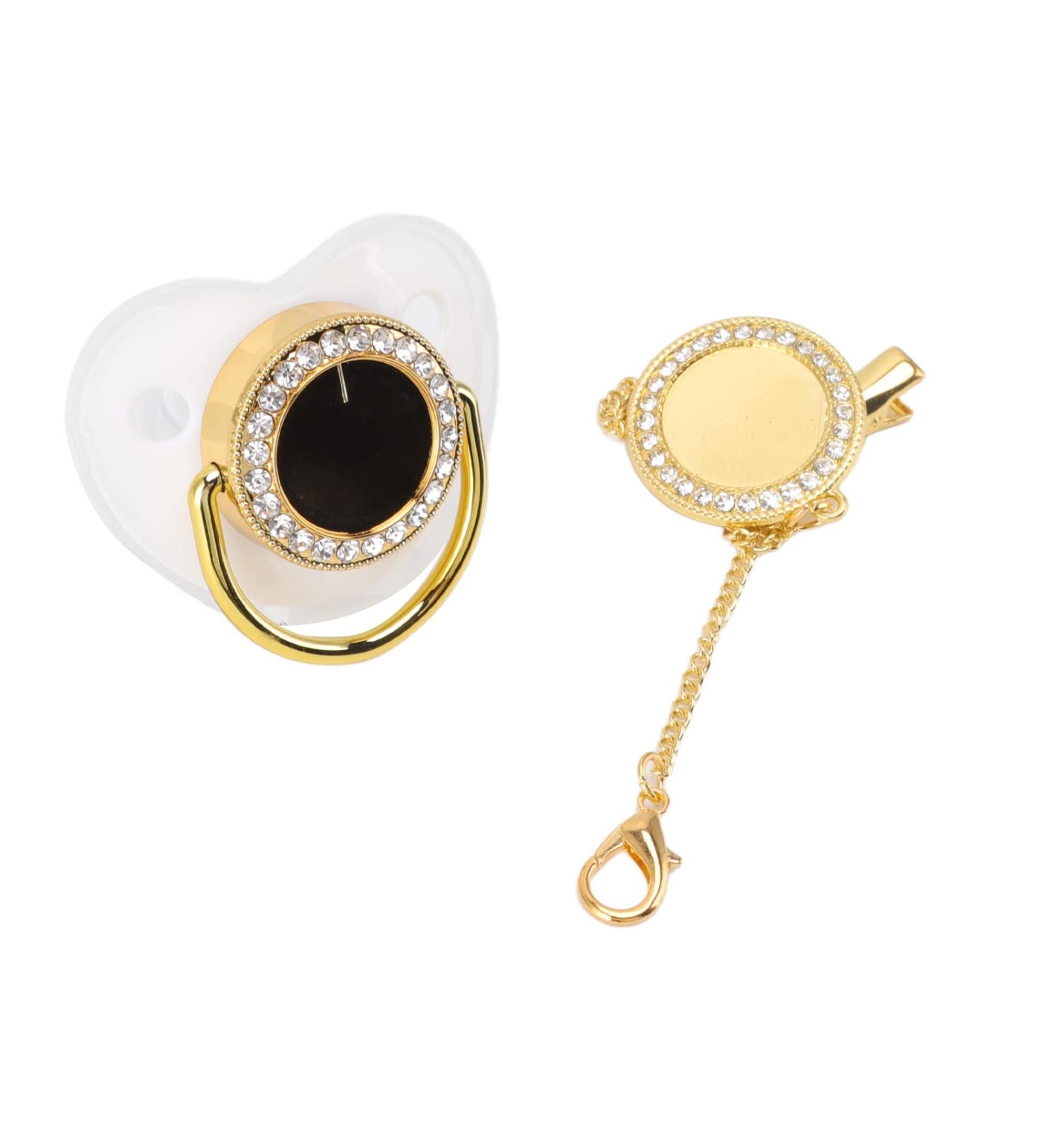 Stylish Silicone Baby Pacifier & Bling Clip Set - Perfect for Newborn DIY Photo Decor - White M | International Shipping Available - Buy Online on SooperMarket.com