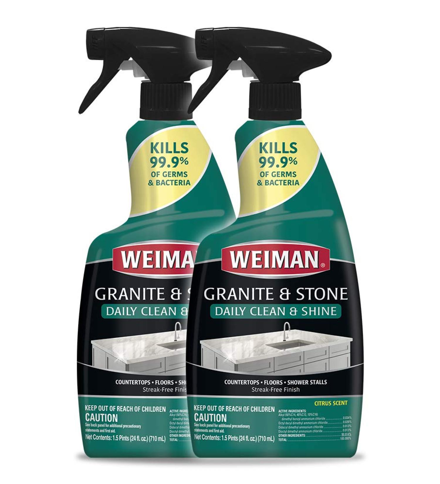 Weiman Disinfectant Granite Daily Clean & Shine - 24oz (2 Pack) | Safely Clean, Disinfect, & Shine Granite Countertops - Buy Online on SooperMarket.com