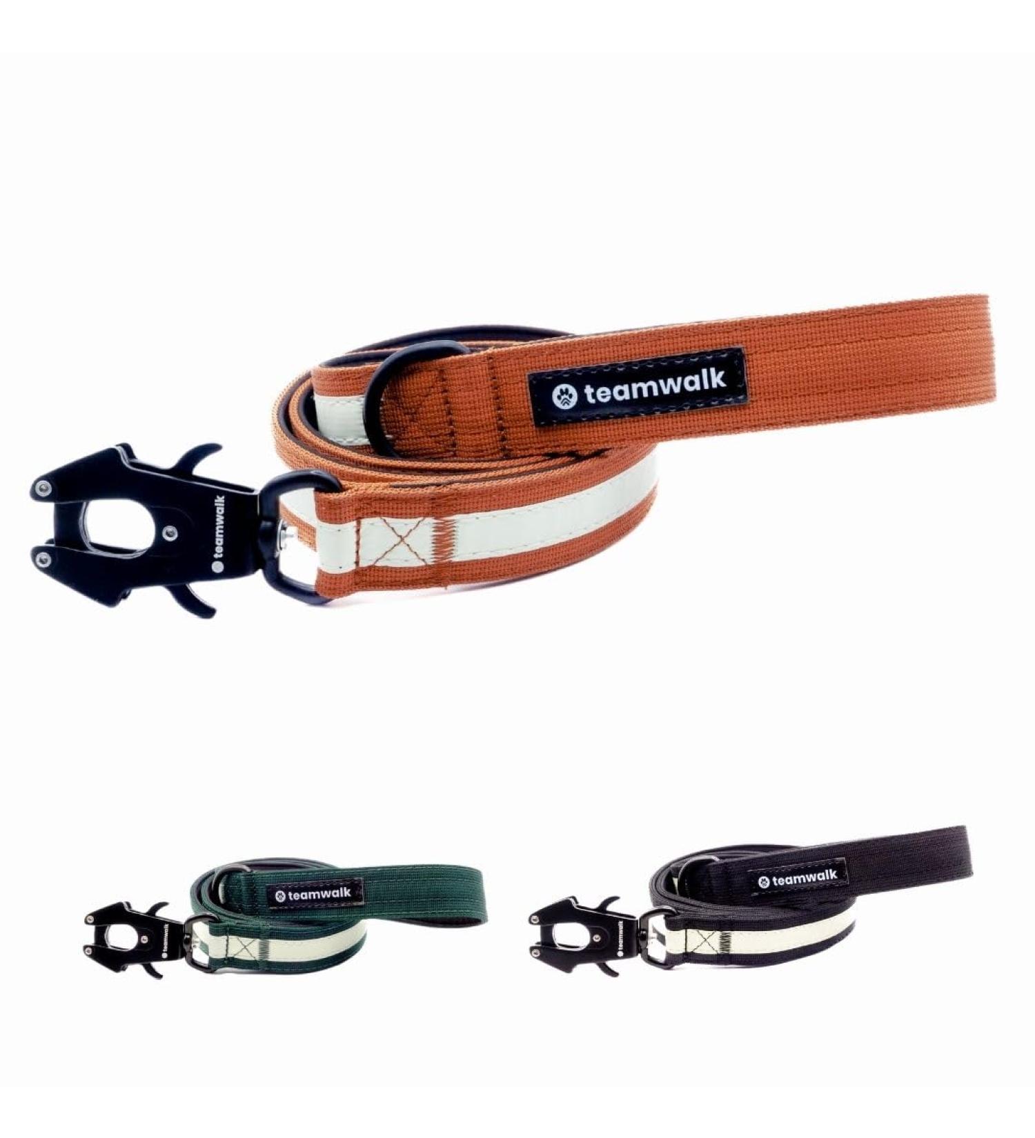 Teamwalk Premium Dog Leash - Soft Upholstery Robust Buckle & Reflective Stripes - Rust Red (130cm) - International Shipping Available - Buy Online on SooperMarket.com