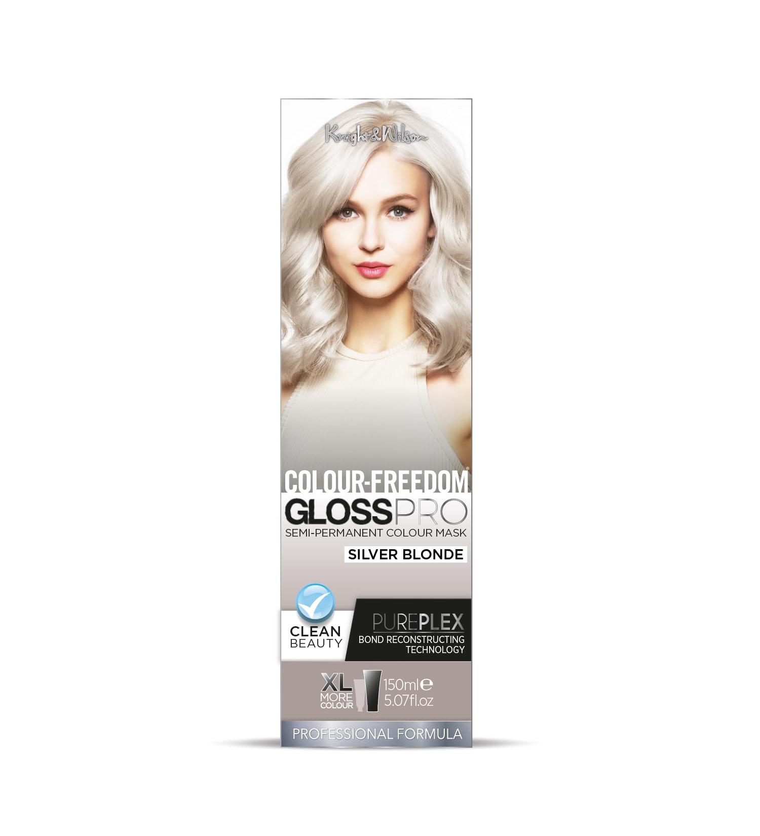 Colour-Freedom Gloss Pro 150ml Silver Blonde Semi-Permanent Hair Colour - Ultra-Vibrant Vegan Colour Mask with PurePlex | Ammonia Free Colour Lasts Up To 6-10 Washes Silver Blonde 150 ml (Pack of 1) - Buy Online on SooperMarket.com