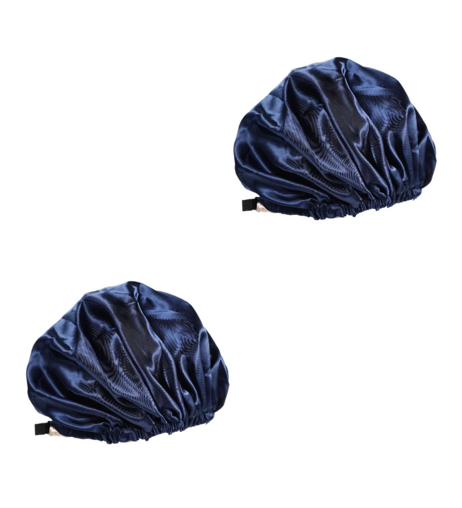 Adjustable Buckle Silk Night Cap Set - 2pcs Tibetan Green Women's Spa & Shower Bonnets - Buy Online on SooperMarket.com