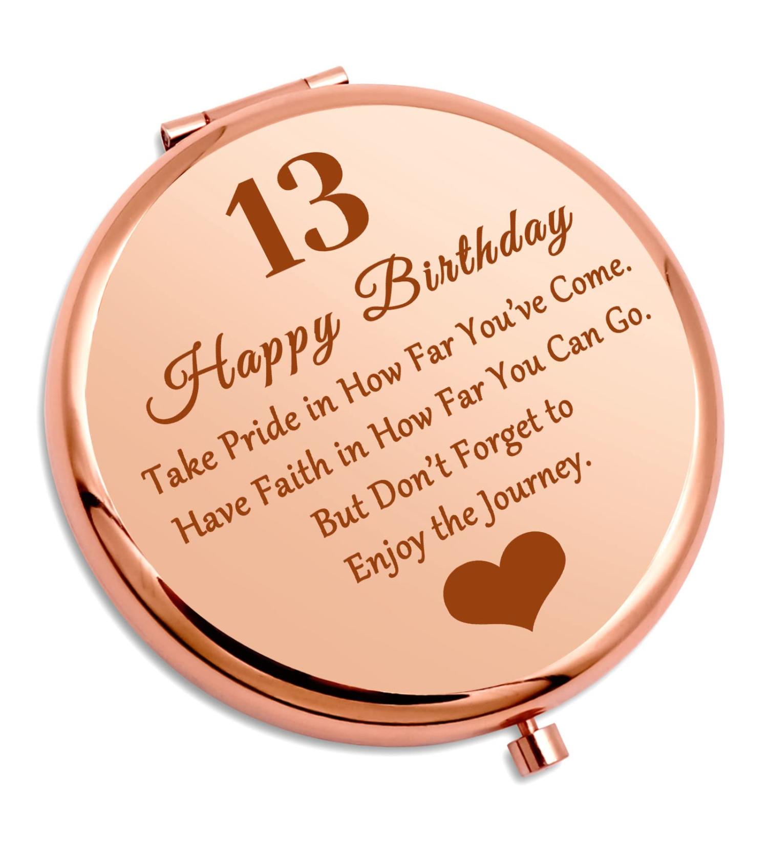 13th Birthday Gift for Girl - Inspirational Travel Makeup Mirror | Teen Daughter, Niece, Granddaughter, Sister, Mom Gift - Buy Online on SooperMarket.com