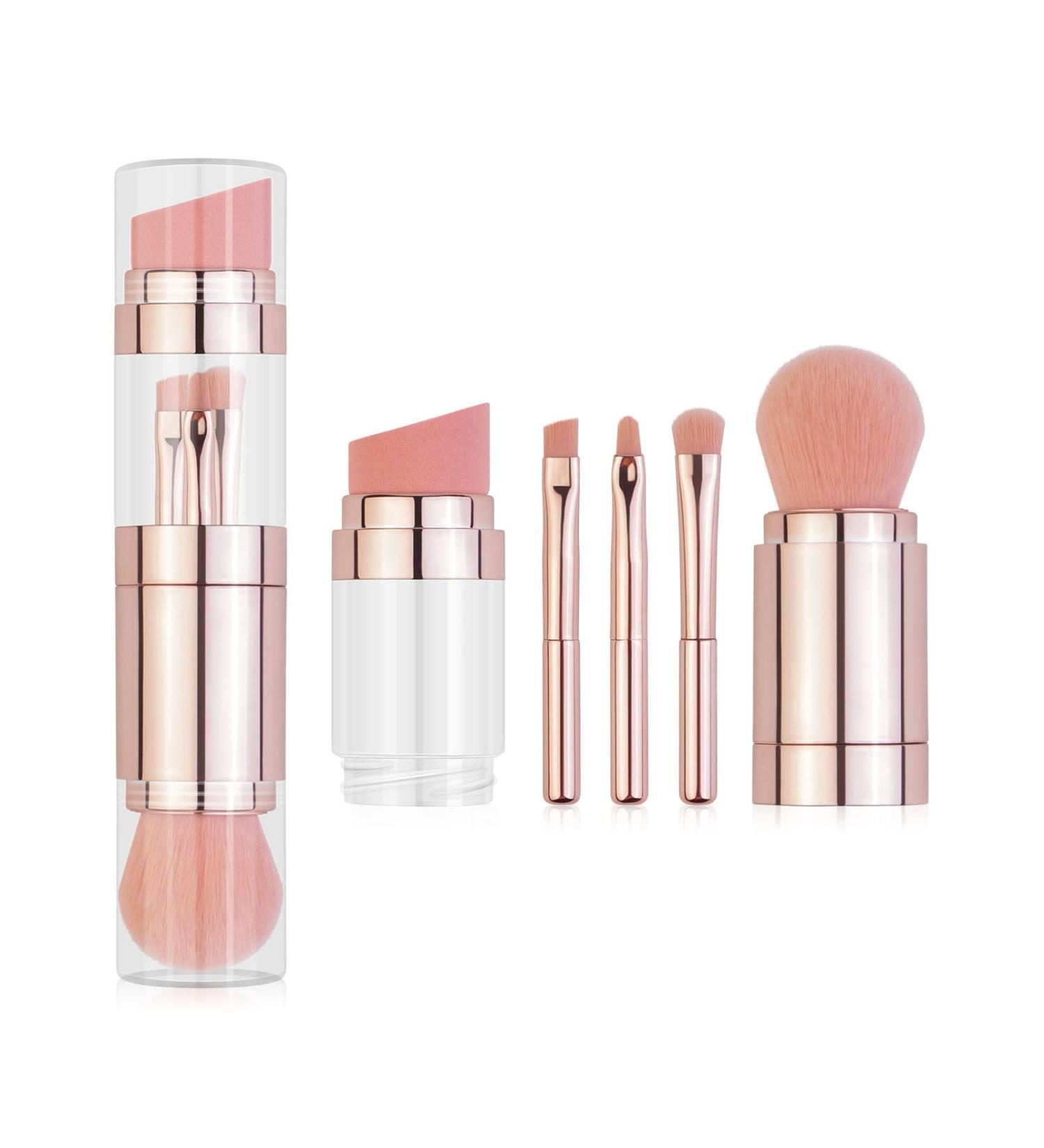 Verdant Touch Cosmetic Brush 5-in-1 Makeup Brush Set Portable Foundation Loose Powder Eyeshadow Eyebrow Lip Cosmetic Brush Rose Gold Electroplated - Buy Online on SooperMarket.com