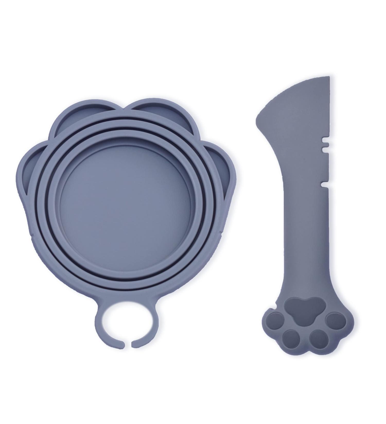Meow&Woof Cover for Pet Can Food/Cat Wet Food Spoon/Lid for Dog Cans/Cute Paw Shape One Lid One Spoon Pack (Gray) Grey - Buy Online on SooperMarket.com