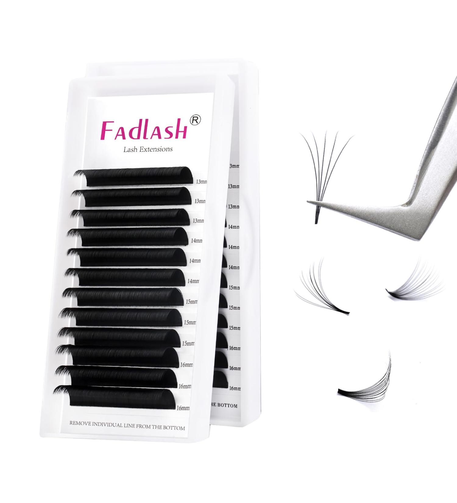 Fadlash Easy Fan Lashes DD Curl 0.03 13-16mm Mixed Length - Natural Look Self Fanning Russian Eyelashes Extensions - Buy Online on SooperMarket.com