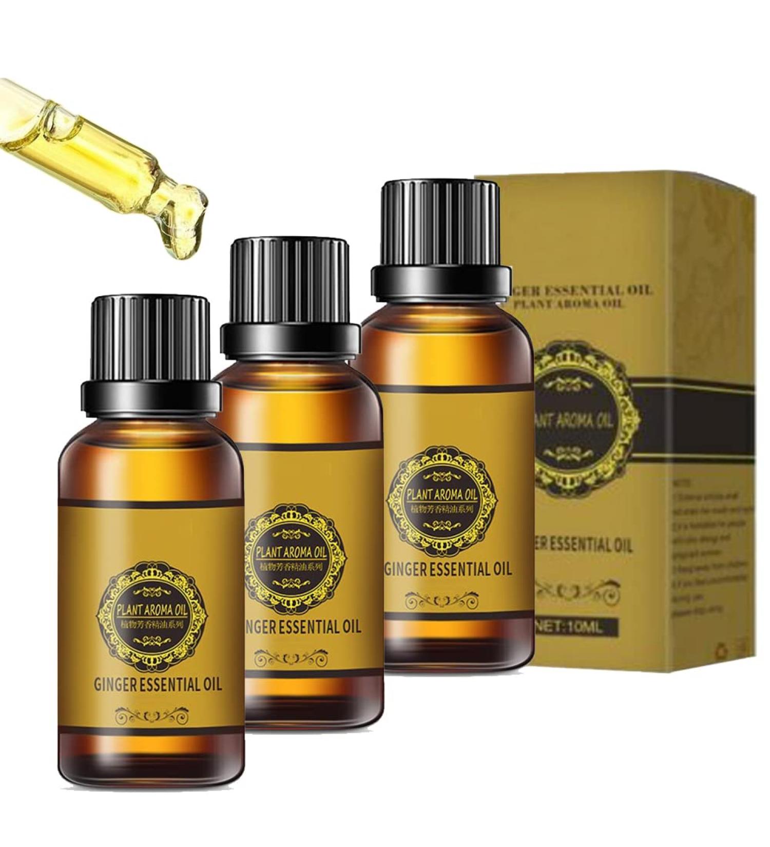 Belly & Lymphatic Drainage Ginger Oil for Slimming, Swelling, and Pain Relief - 10ML/Bottle (3 Pack) - Buy Online on SooperMarket.com