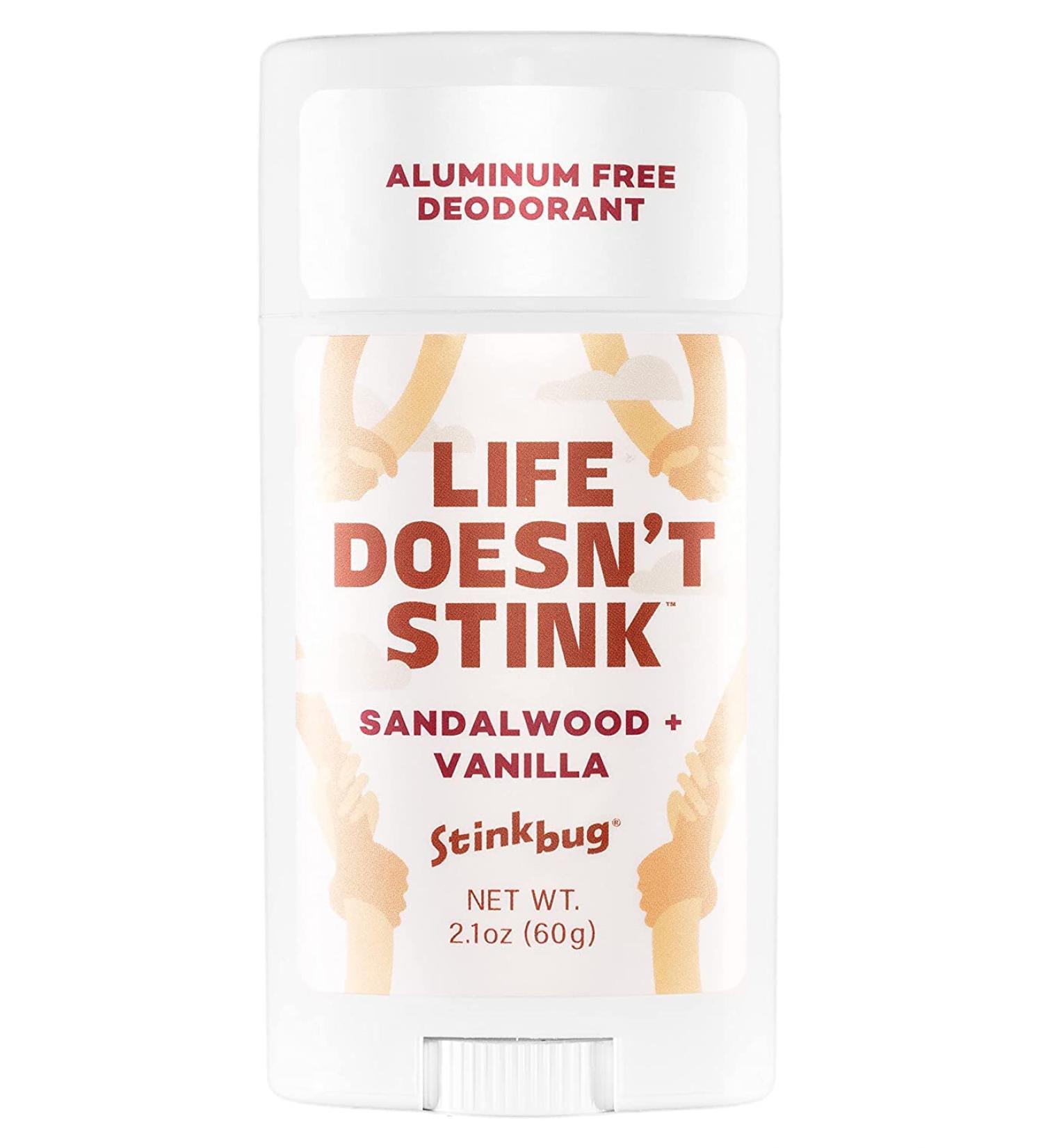 Natural Organic Sensitive Skin Deodorant Stick with Sandalwood + Vanilla  Coconut Oil and Activated Charcoal  Aluminum Free Deodorant by Stinkbug Naturals  2.1 Ounce