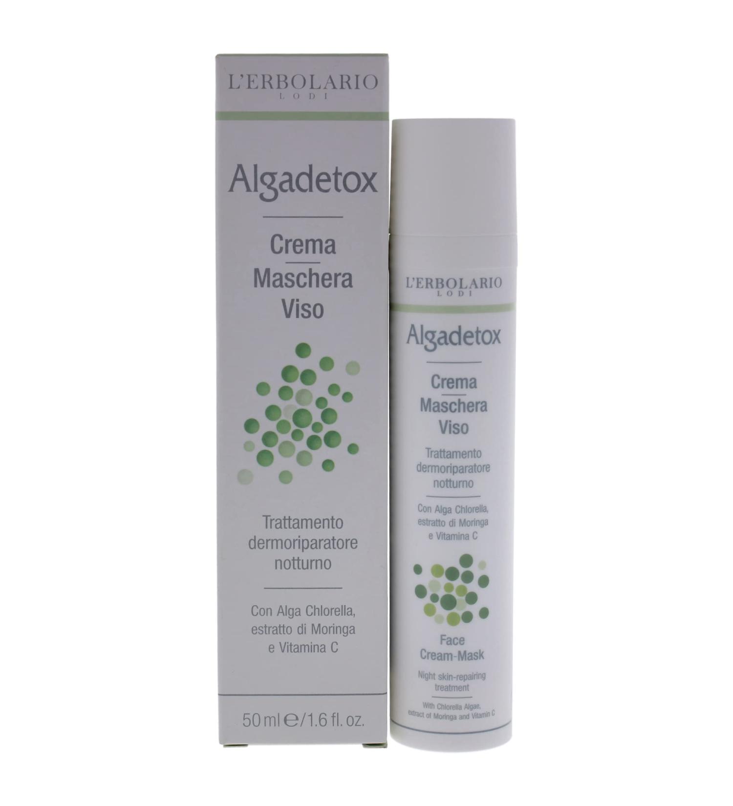 L'Erbolario Algadetox Face Cream Mask - 2-In-1 Skin Repairing Night Cream - Treatment With Vitamin C Extract - Helps Skin Regain Its Natural Splendour - Restores Skin's Natural Barrier - 1.6 Oz