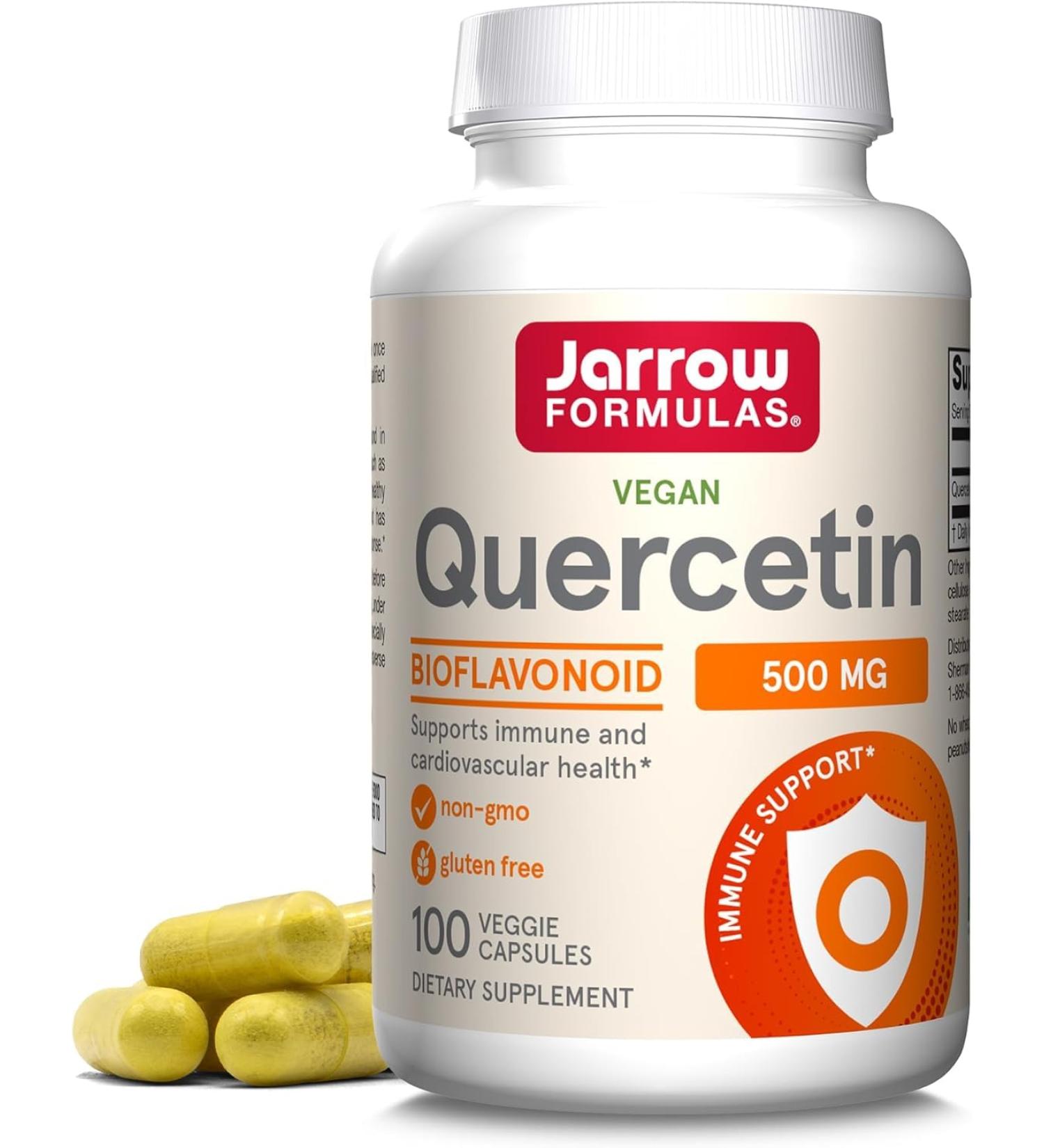 Quercetin 500 mg - Bioflavonoid - Quercetin Dietary Supplement - 100 Servings (Veggie Caps) - Supports Cellular Function Cardiovascular Health Immune Health & Response - Buy Online on SooperMarket.com