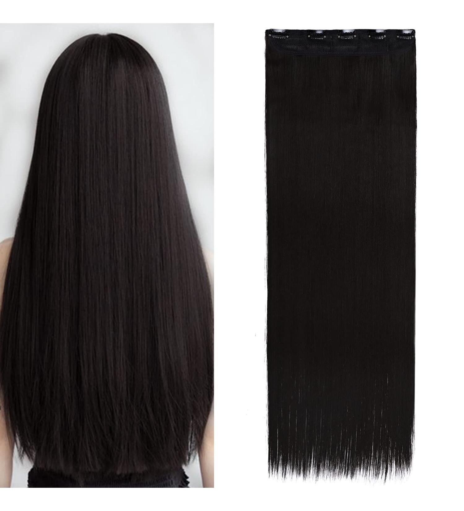 S-noilite Clip In Extensions | Dark Black 76cm Half Wig & Hair Compression - Smooth 3/4 Wig - Buy Online on SooperMarket.com