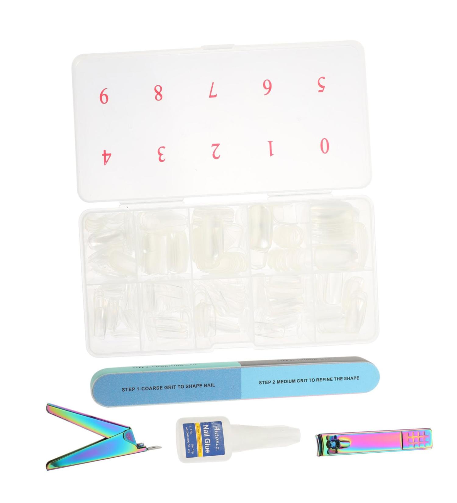 Mikinona 1 Set Nail Set Nail Tips Nails Nail Buffer Block Plastic Nail French Manicure Kit Nail Grinding Bar Nail Grooming Kit Manicure Clippers Fingernail Stainless Steel Artificial 13X7cm Assorted Color 3 - Buy Online on SooperMarket.com