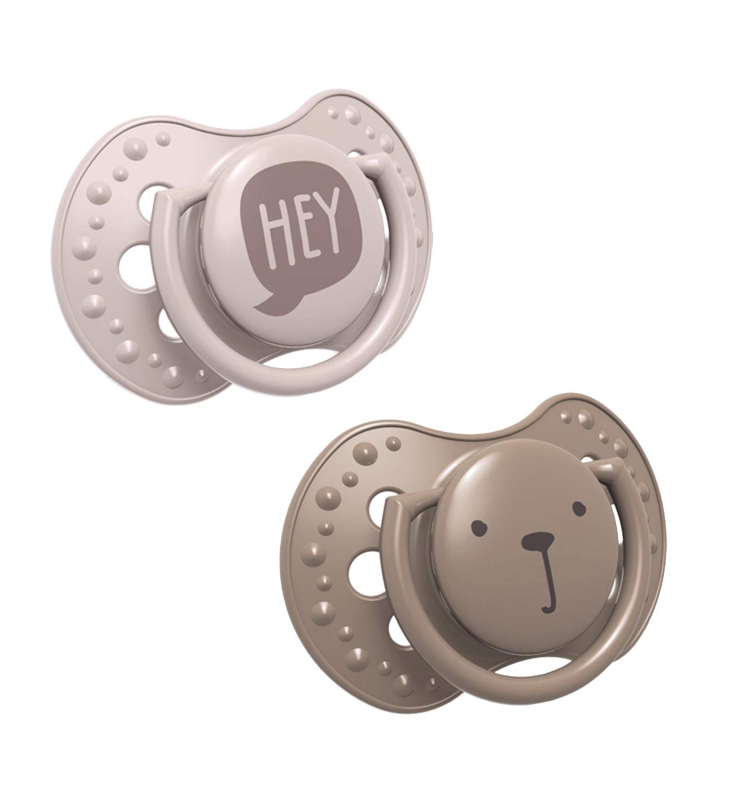 LOVI Dynamic Pacifier 3-6 Months | BPA-Free Silicone Pacifiers | Hey Collection | 2 Pack | Brown - Buy Online on SooperMarket.com