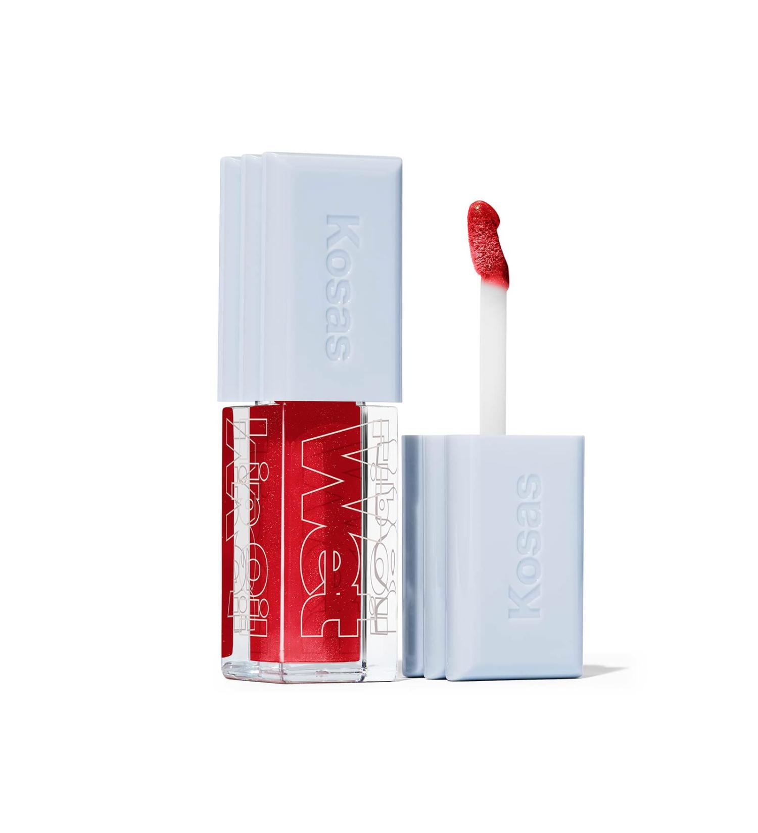 Kosas Wet Lip Oil Gloss - Hydrating Lip Plumping Treatment with Hyaluronic Acid & Peptides - Red Jaws - Buy Online on SooperMarket.com