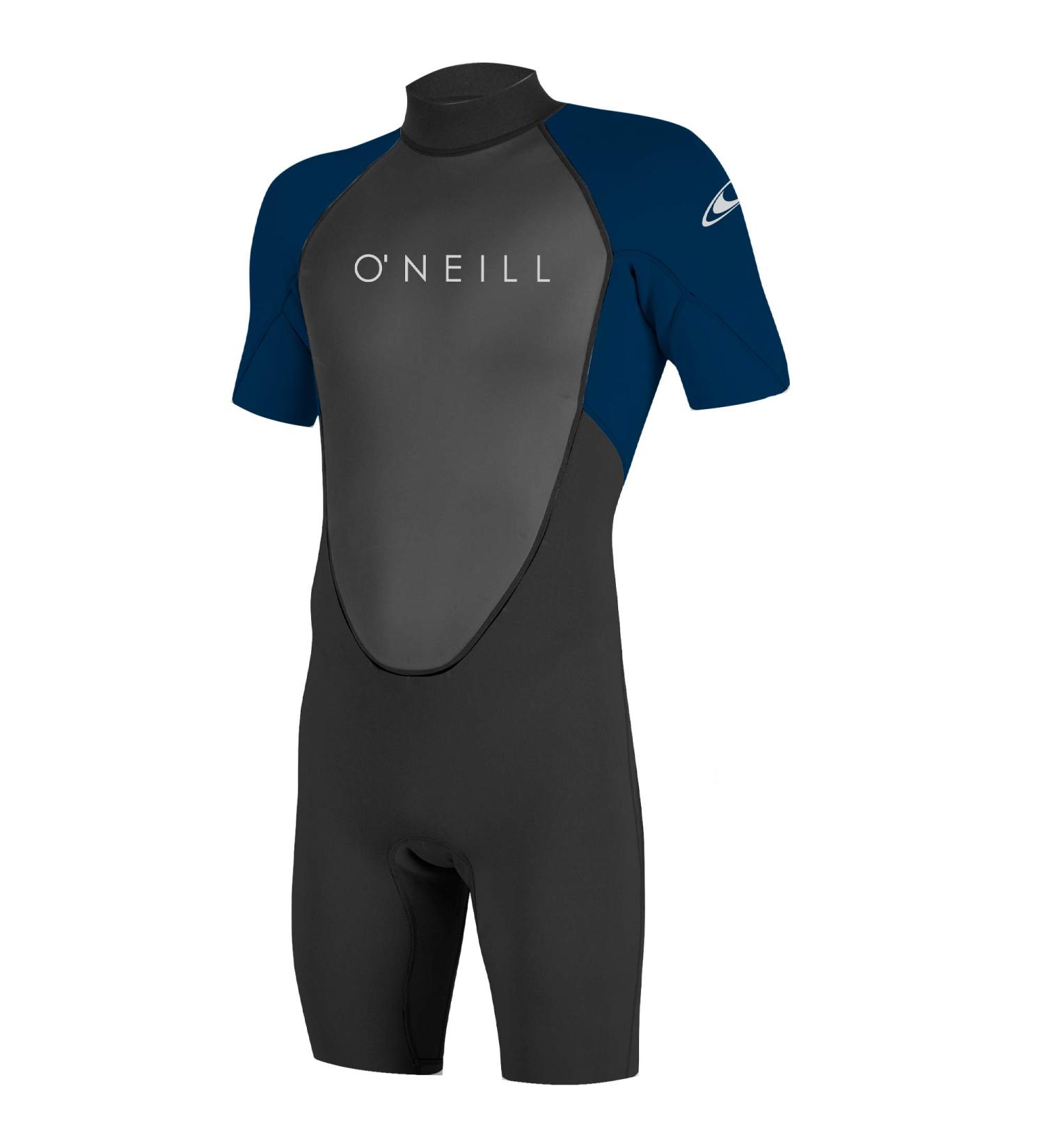 O'Neill Men's Reactor-2 2mm Back Zip Short Sleeve Spring Wetsuit, Black/Abyss, Medium