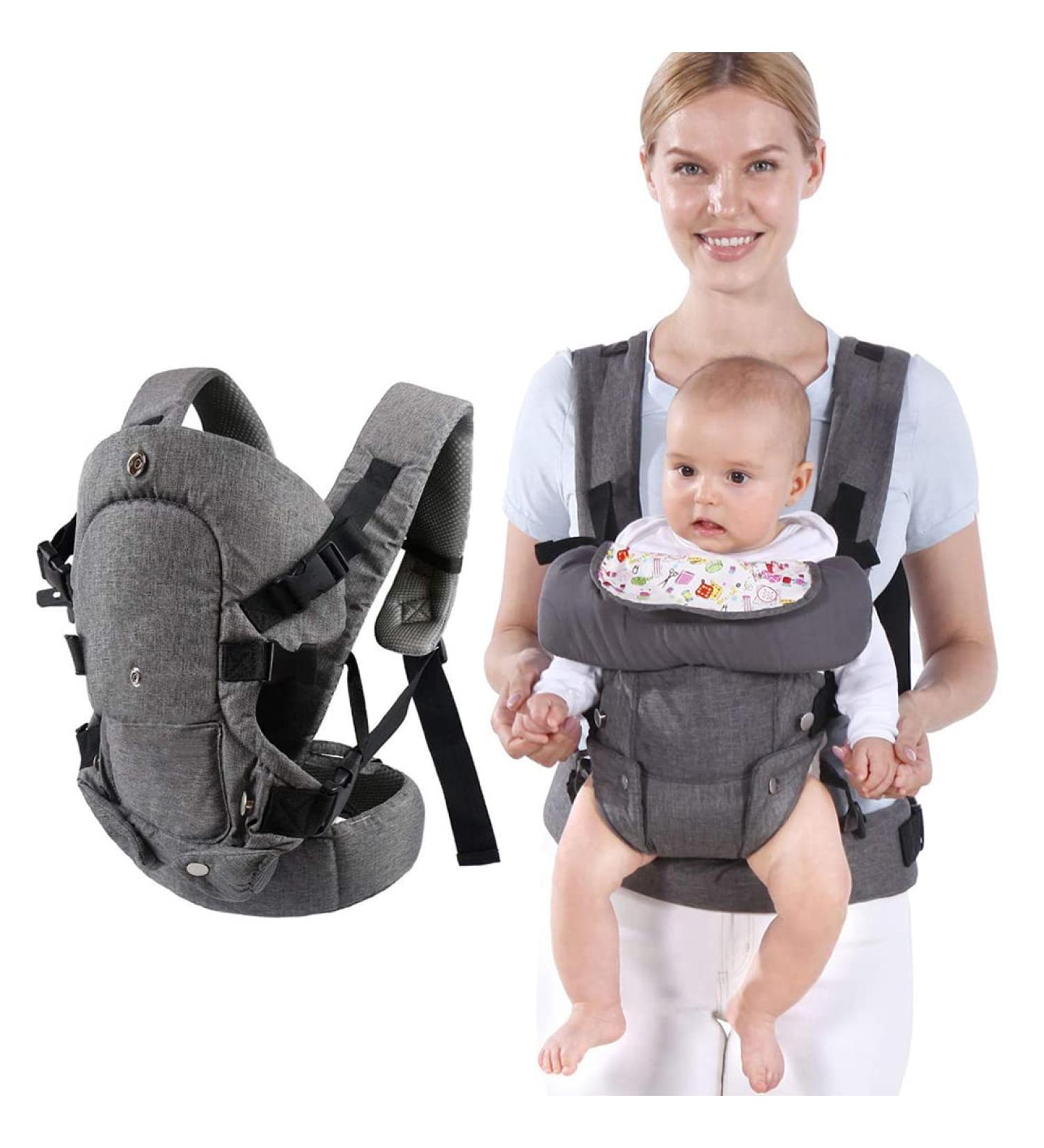 Baby Soft Carrier for Newborn - Ergonomic 4-in-1 Sling Wrap for Infants 7-45lbs - Grey - Buy Online on SooperMarket.com