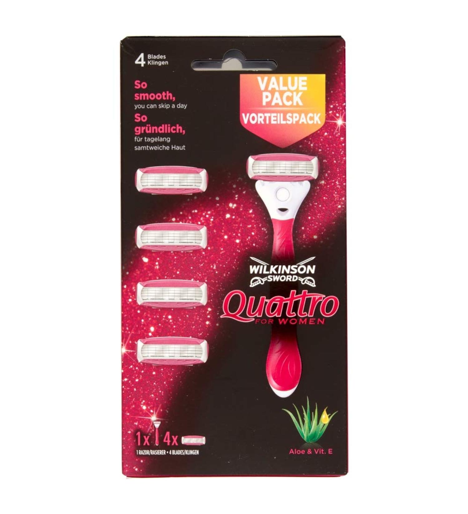 Wilkinson Sword Quattro For Women Plus 4 Blades - Smooth and Convenient Shaving - Buy Online on SooperMarket.com