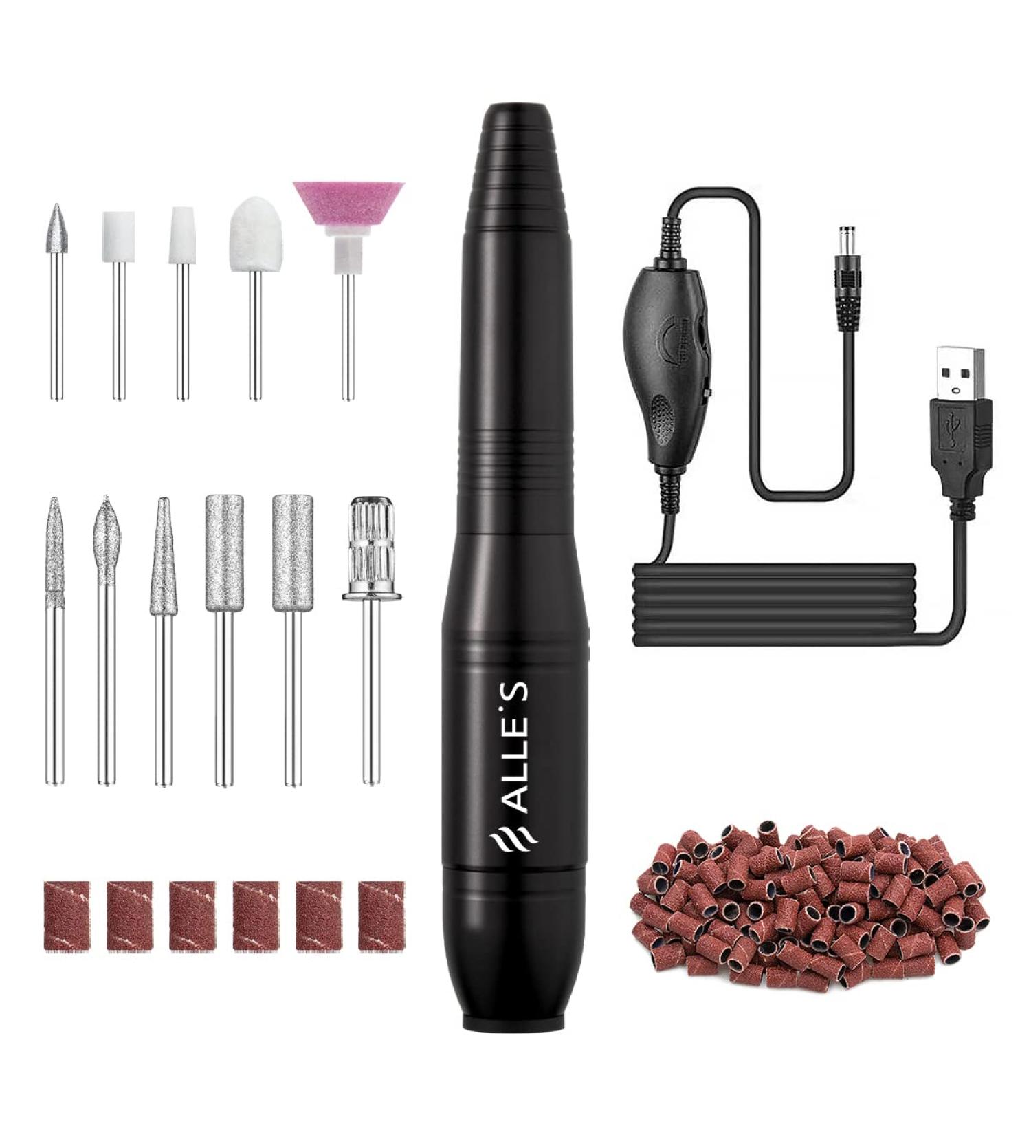 Electric Nail File 20000rpm Nail Drill for Acrylic Nails Gel Portable Manicure Pedicure Nail Drill Kit with Sanding Bands and Nail Drill Bits(Balck) 31 Count (Pack of 1) - Buy Online on SooperMarket.com