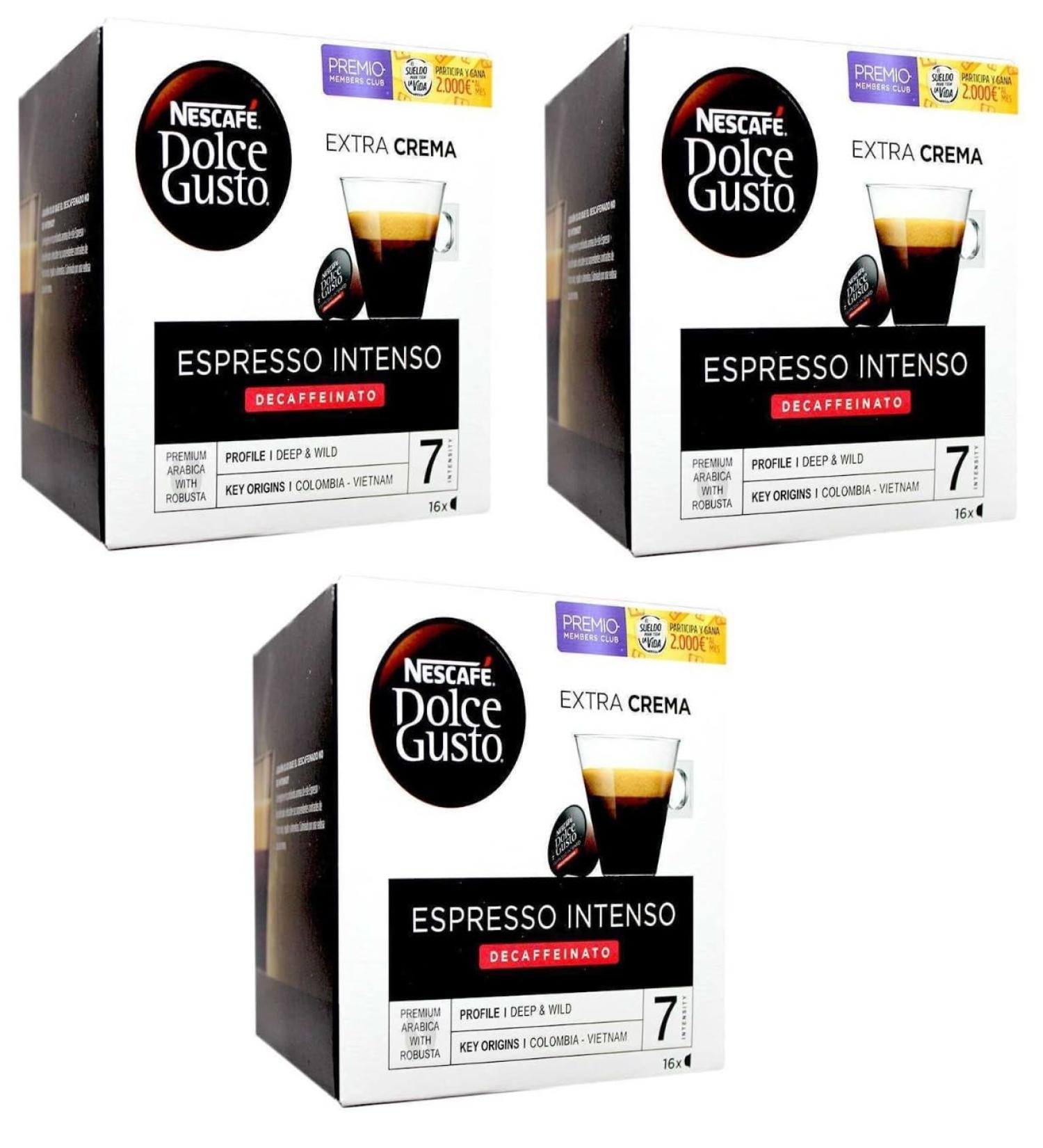 Nescaf Dolce Gusto Espresso Intenso Decaf/Decaffeinated Coffee Pods Pack of 3 (Total 48 Pods) - Buy Online on SooperMarket.com