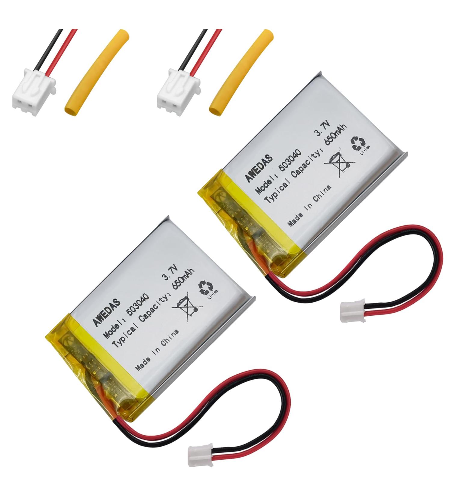 Buy 2 Pack 503040 Lipo Battery 3.7V 650mAh - Compatible Replacement for Multiple Devices | PH 2.54 & PH 2.0 JST Connector - Buy Online on SooperMarket.com