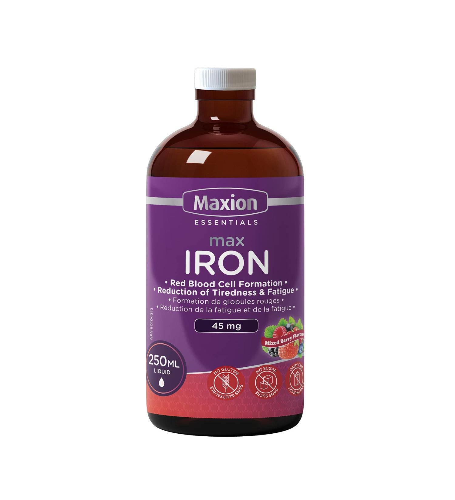Maxion Iron Blood Booster Supplement to Combat Iron Deficiency Anemia Fight Fatigue and Build Blood Cells 250ml (1) - Buy Online on SooperMarket.com