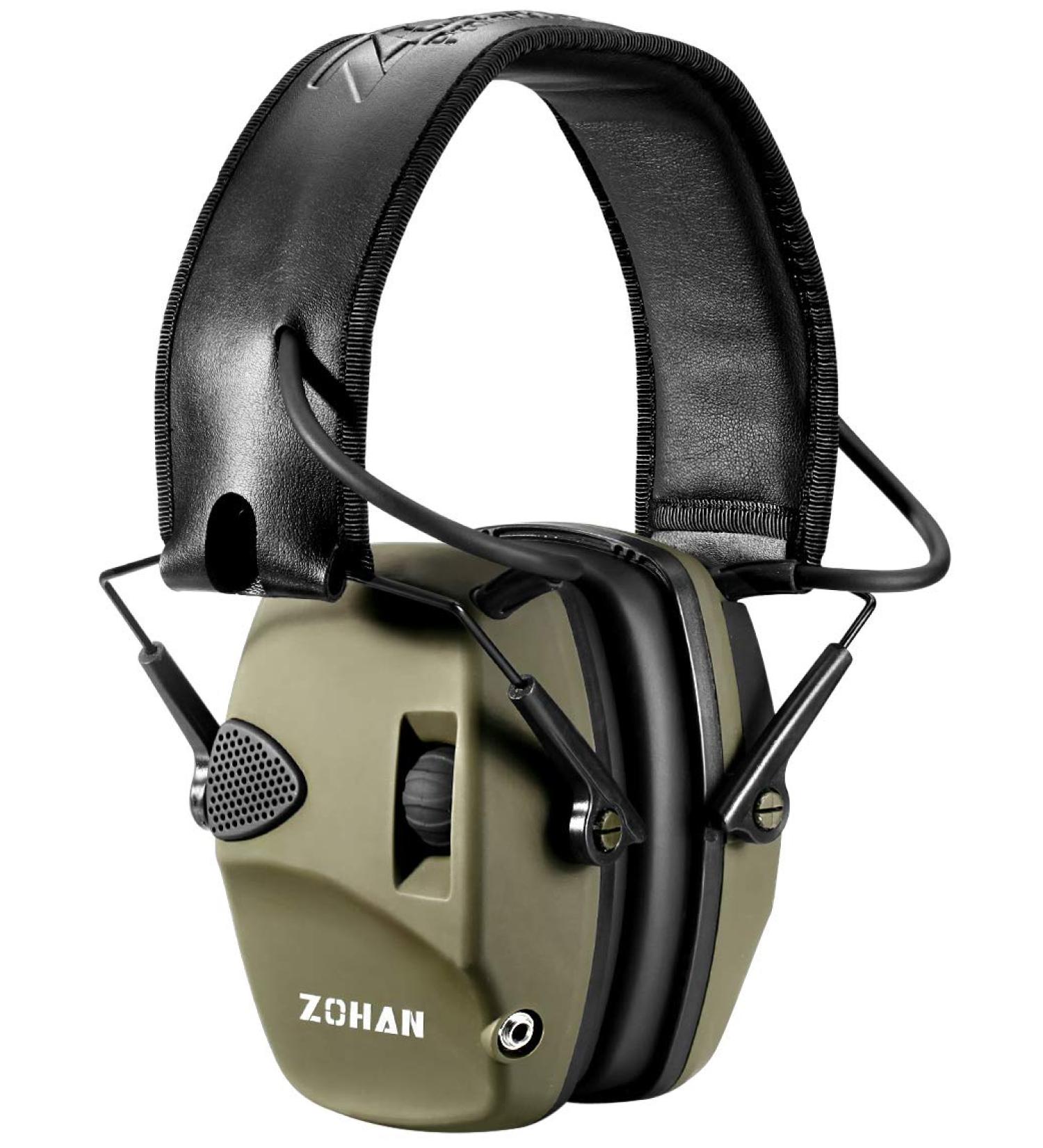 ZOHAN EM054 Electronic Shooting Ear Protection - Army Green Earmuffs - Buy Online on SooperMarket.com