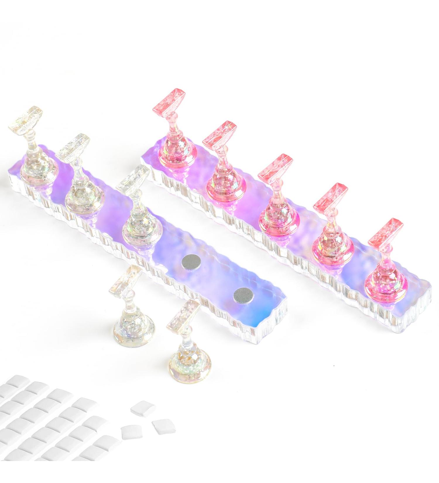 2 Set Nail Stand for Press-On Nails Display - Aurora Acrylic Exercise Hand for Nail Design & Magnetic Tips - Buy Online on SooperMarket.com