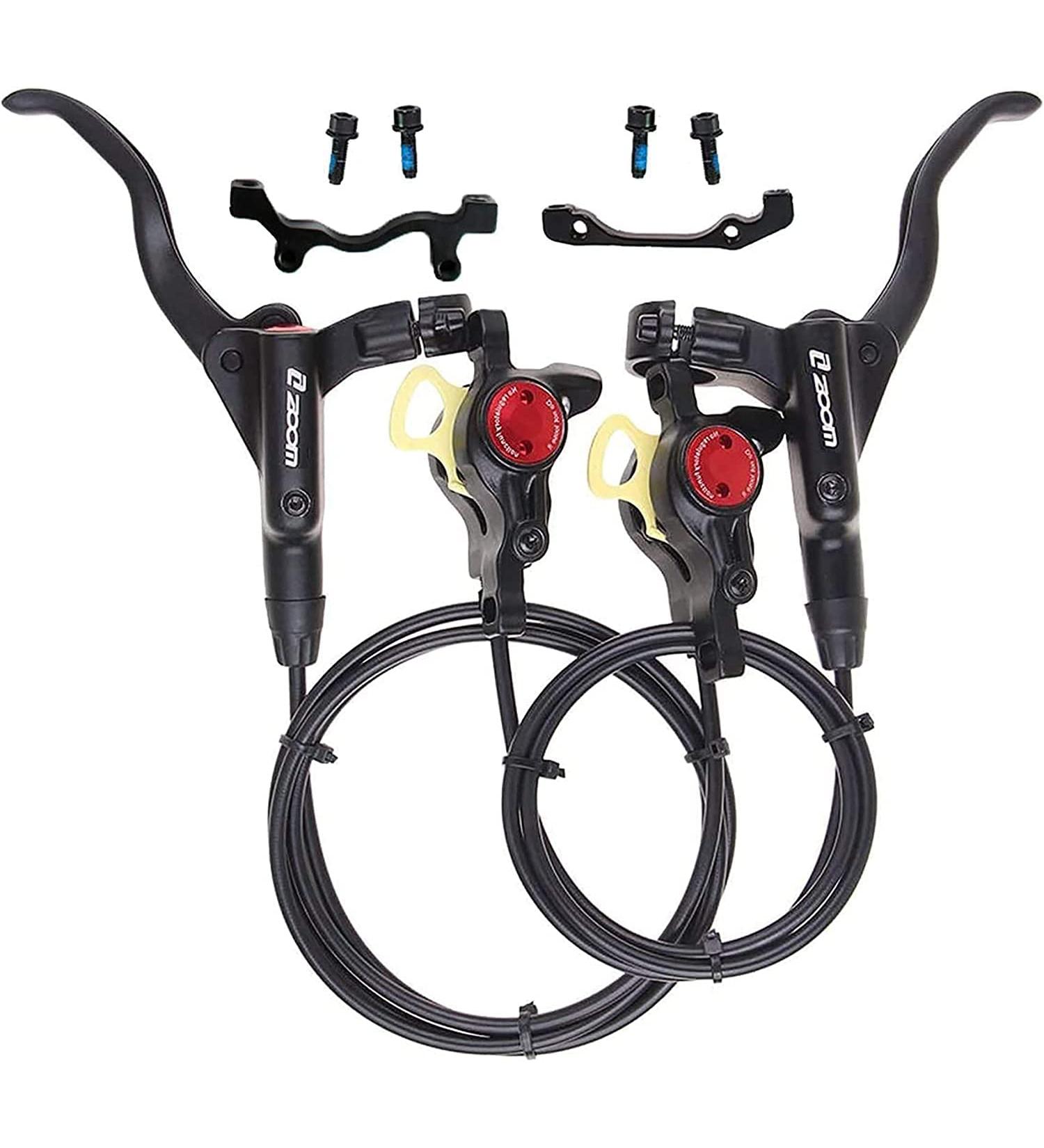 BUCKLOS MTB Hydraulic Disc Brakes Set | Front 800mm Rear 1450mm | Aluminum Alloy Levers | PM/is Adapter | for EBike/Fat Bike | Black - Buy Online on SooperMarket.com