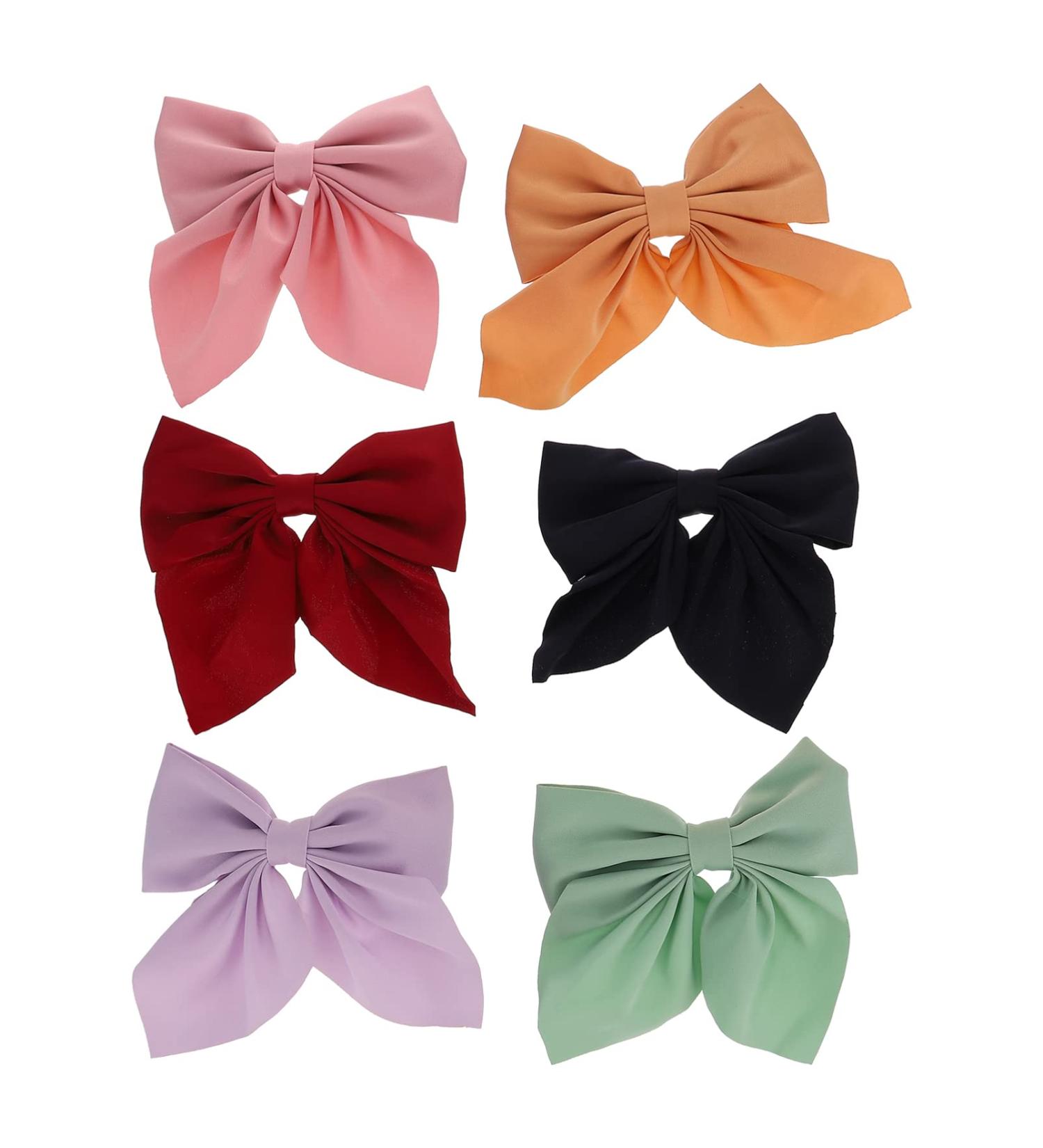 KALLORY 6 Pieces Big Satin Bow Hair Clip Ribbon Bowknot Barrettes Vintage Bow Alligator Clips for Girls - Buy Online on SooperMarket.com
