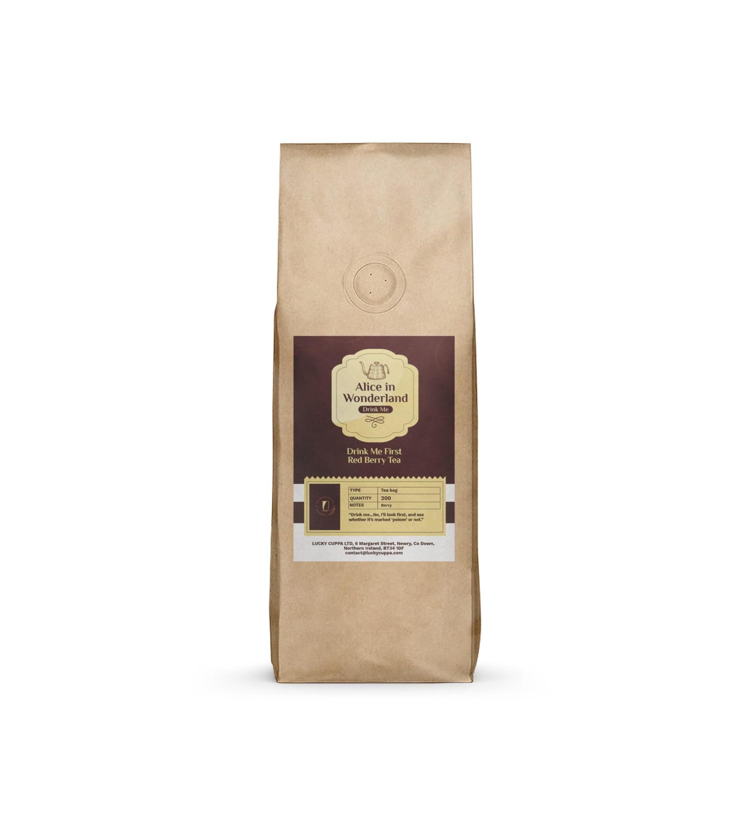Lucky Cuppa's "Drink Me Potion" Drink Me First Red Berry Tea - Decaf Loose Tea - Single Origin Specialty - Alice in Wonderland Tea - Bag of Loose Leaf Tea -1kg - Buy Online on SooperMarket.com