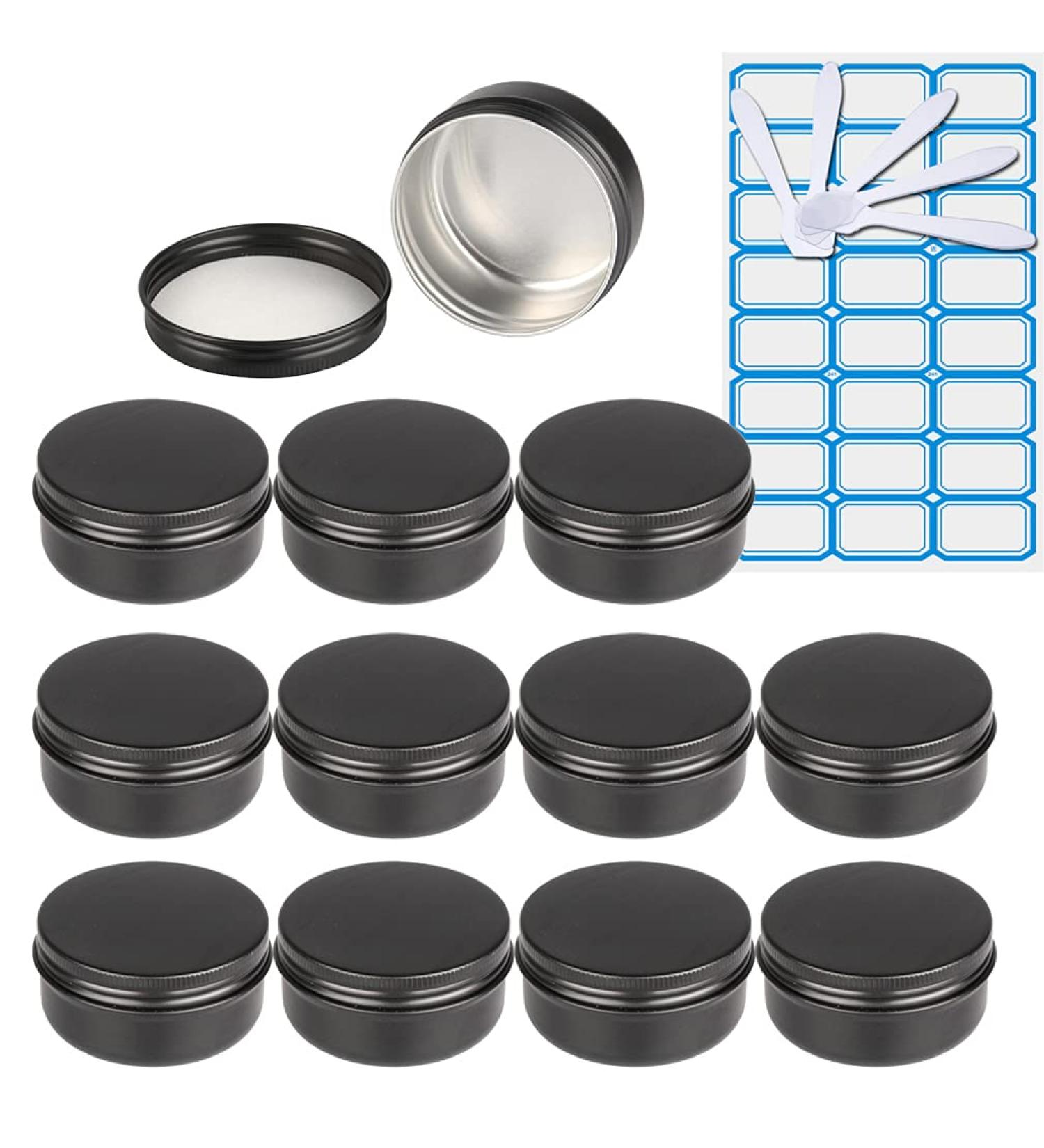 Zeoabsy 10 Pieces 50ml Matte Black Aluminum Empty Jars - Round Doses with Screw Cap for International Shipping - Buy Online on SooperMarket.com