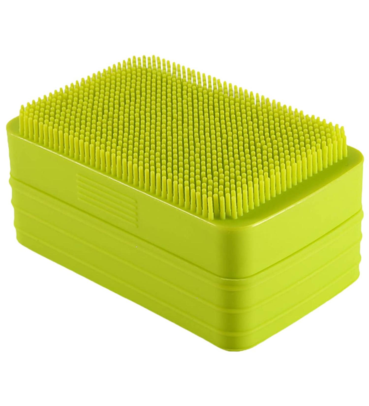 Green Healeved Box Soap Dish with Scalp Massagers, Loofah, and Silicone Shower Accessories - Buy Online on SooperMarket.com