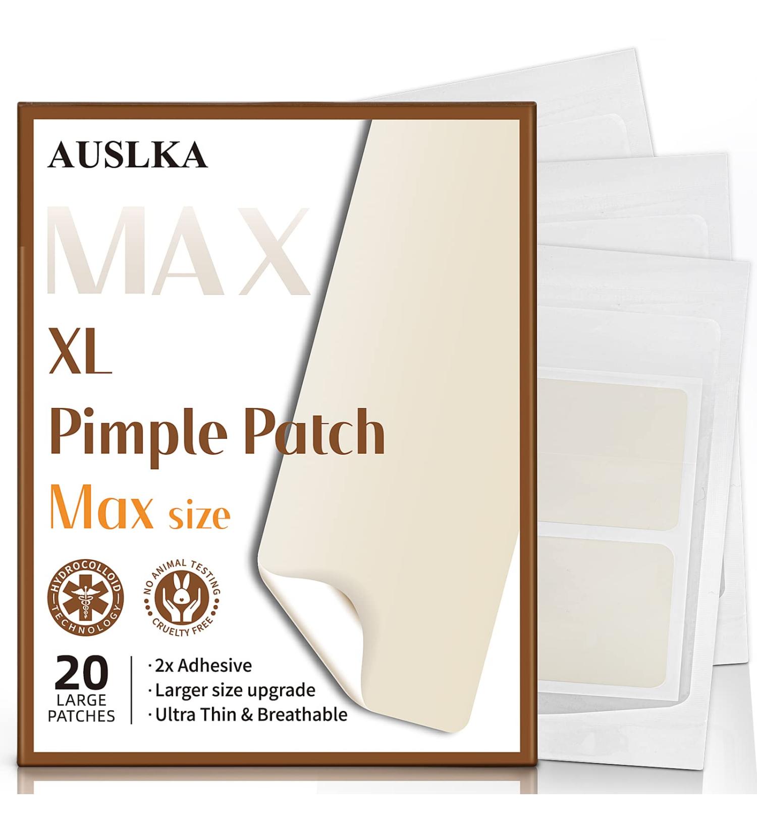 AUSLKA Large Blemish Pimple Patches (20 Strips) - Hydrocolloid Spot Dots for Blemishes - XL Ultra Thin 20 Count - Buy Online on SooperMarket.com
