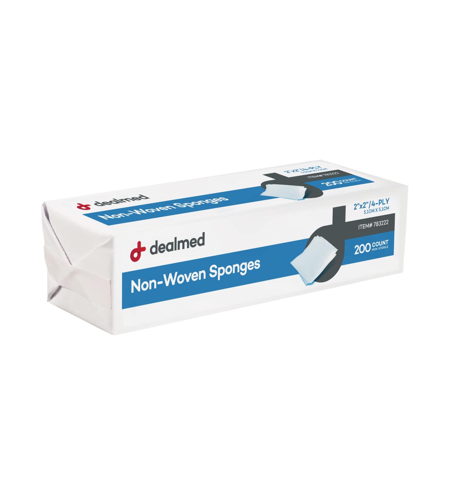 Dealmed Non-Sterile Post-Op Gauze Sponges 200 Count 4-Ply 2x2 Pads - Non-Woven Wound Care Sponges for First Aid Kit/Medical Facilities - Buy Online on SooperMarket.com