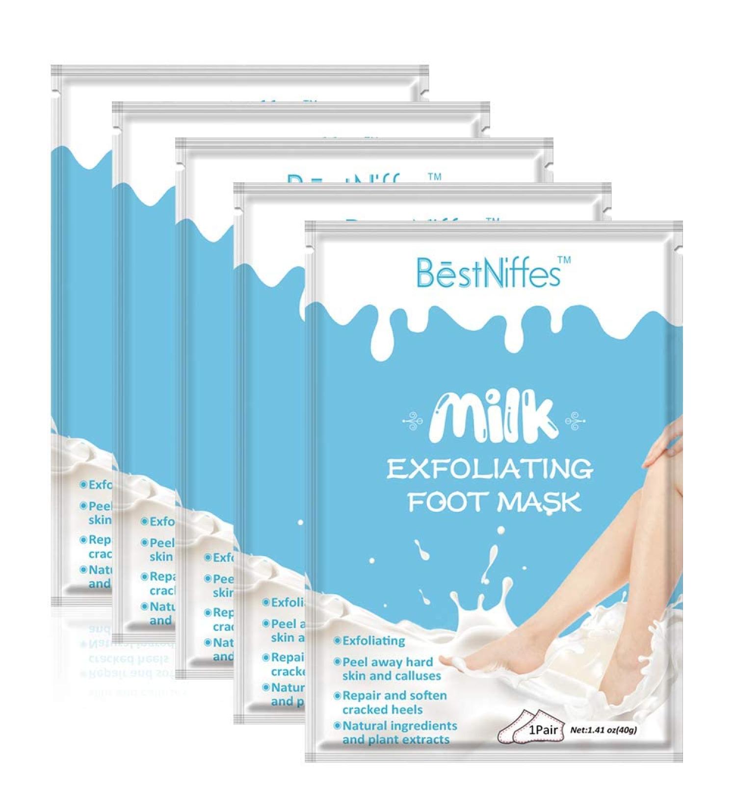 Foot Peeling Mask - 5 Pairs | Natural Exfoliator for Baby Soft Feet | Pain-Free Corn Remover for Women & Men (Milk) - Buy Online on SooperMarket.com