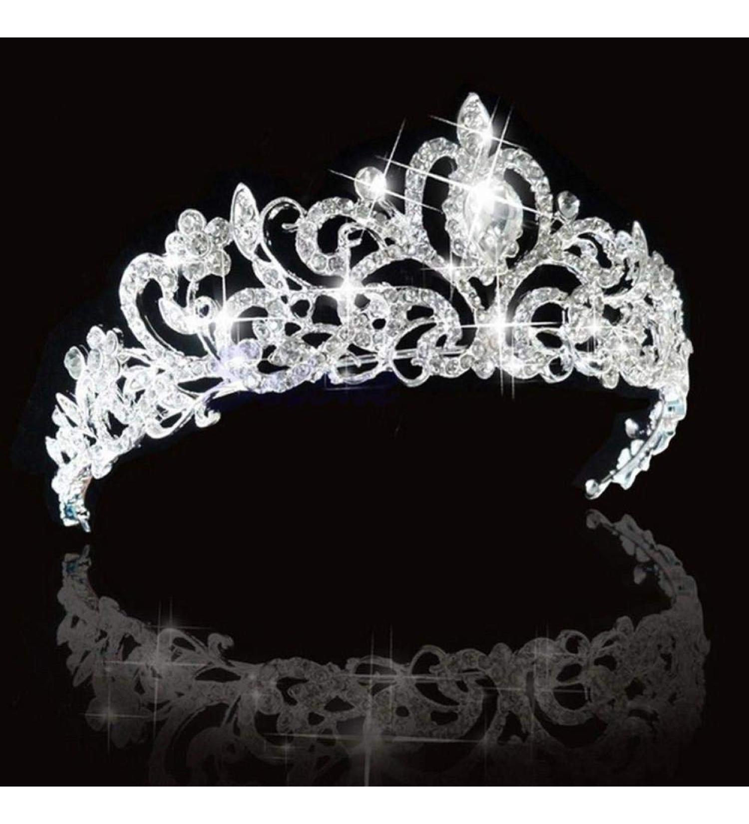 SNOWH Crystal Crown Tiara - Rhinestone Princess Wedding Pageant Headpiece - Silver - Buy Online on SooperMarket.com