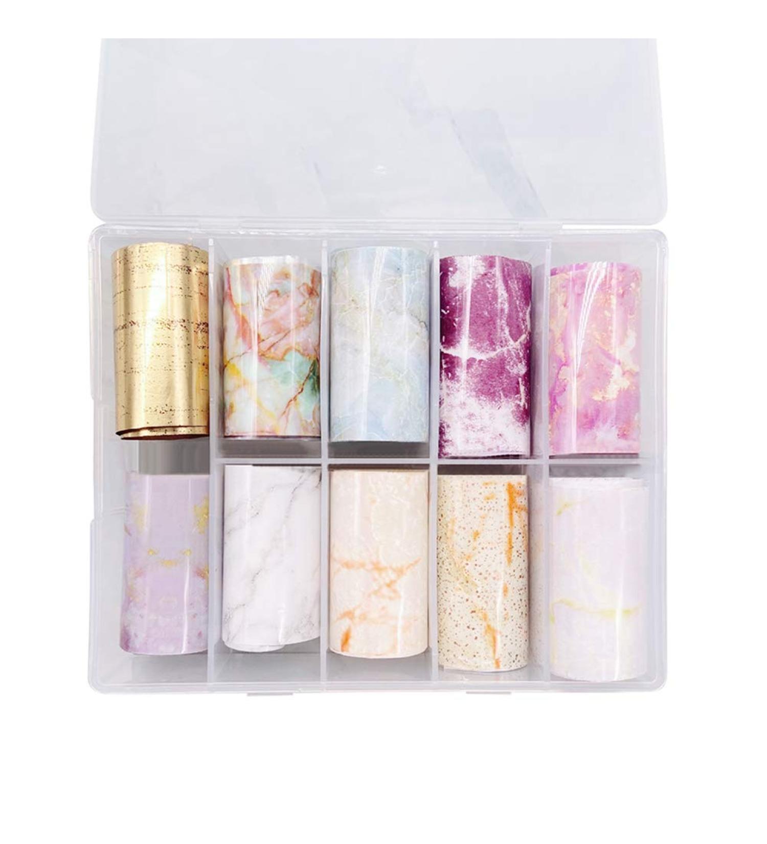 ISAKEN 10 Rolls Marble Series Nail Foils Nail Art Transfer Stickers Nail Glitter Foil Transfer Wraps Psychedelic Sky Transfer Adhesive Glitters DIY Nail Decoration - Buy Online on SooperMarket.com