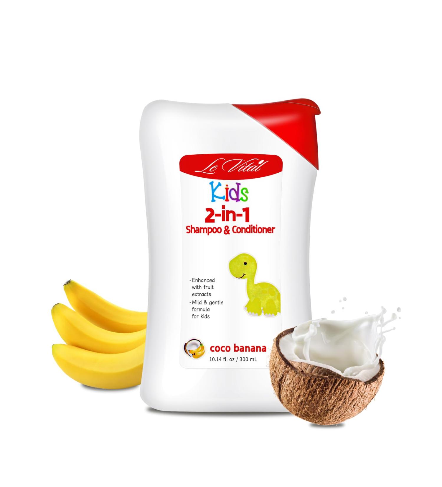 Kids 2in1 Shampoo & Conditioner - Gentle Paraben & Dye-Free Formula for Daily Use - Coco Banana - 10.14 fl.oz/300mL - Buy Online on SooperMarket.com