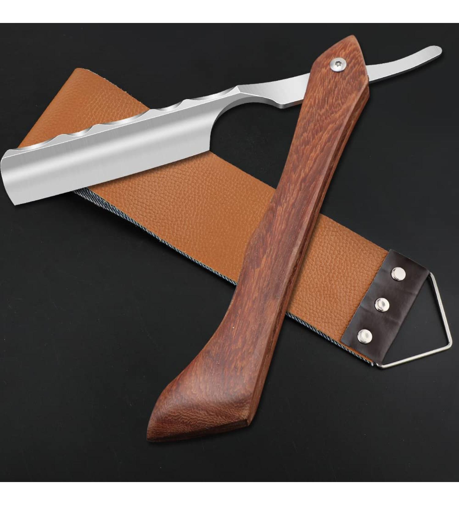 Stainless Steel Cut Throat Razor Kit for Men - Single Edge Shaving Blades Ideal for Barber, Home & Salon Use - Straight Razor Gift Set - Buy Online on SooperMarket.com
