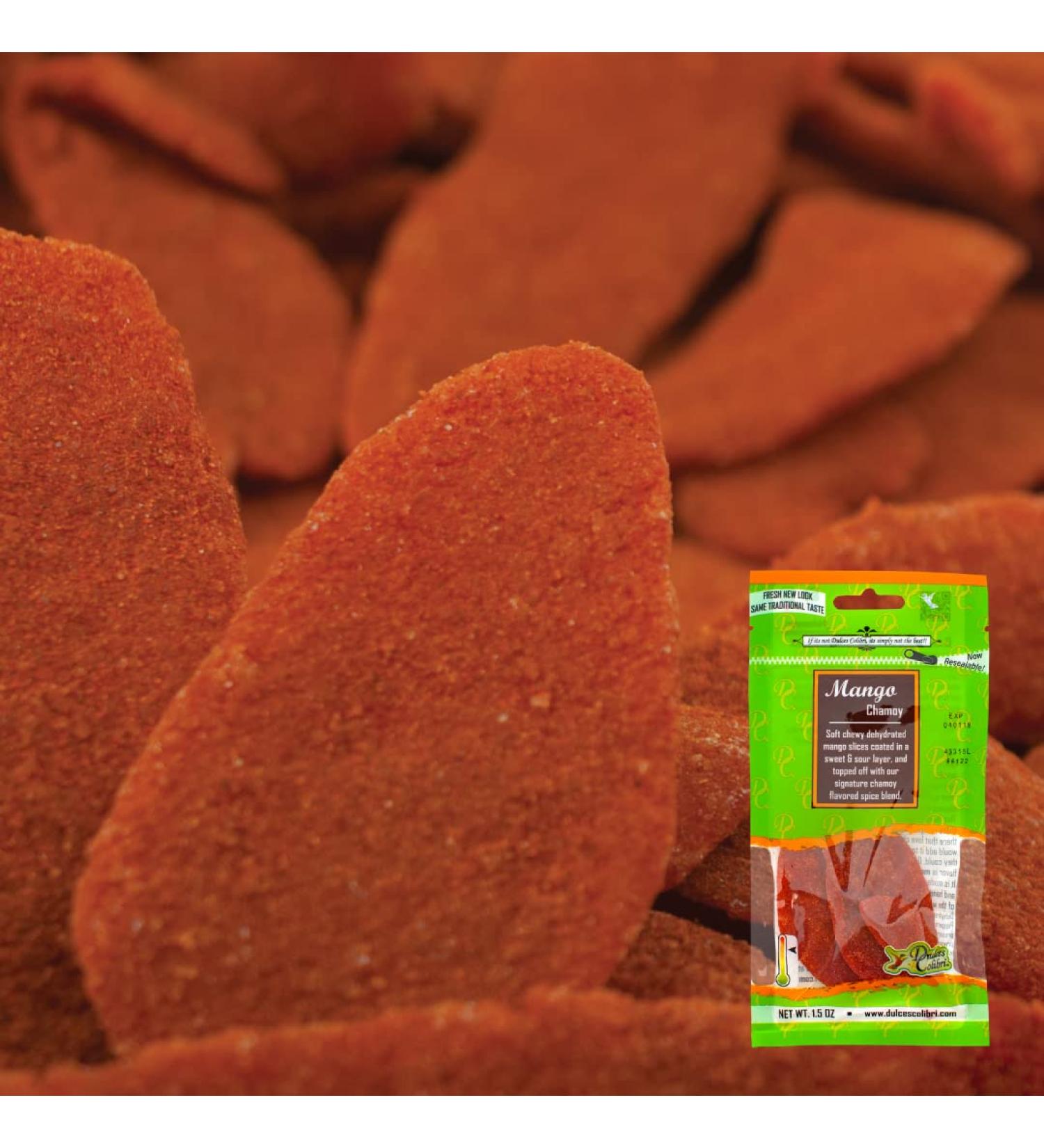 Dulces Colibri - Mango Chamoy Wholesale Price | 22 Individual Packs | Healthy Portion Size | Mess Free | Soft Chewy Mango Slices | Handmade, Resealable, Fresh
