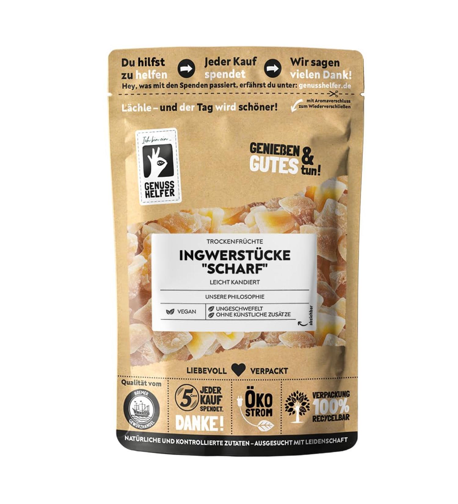 Bremer Gew rzhandel Ginger Diced Pieces - Aromatic Spicy Unsulphured Dried Fruits | 200g for International Shipping - Buy Online on SooperMarket.com