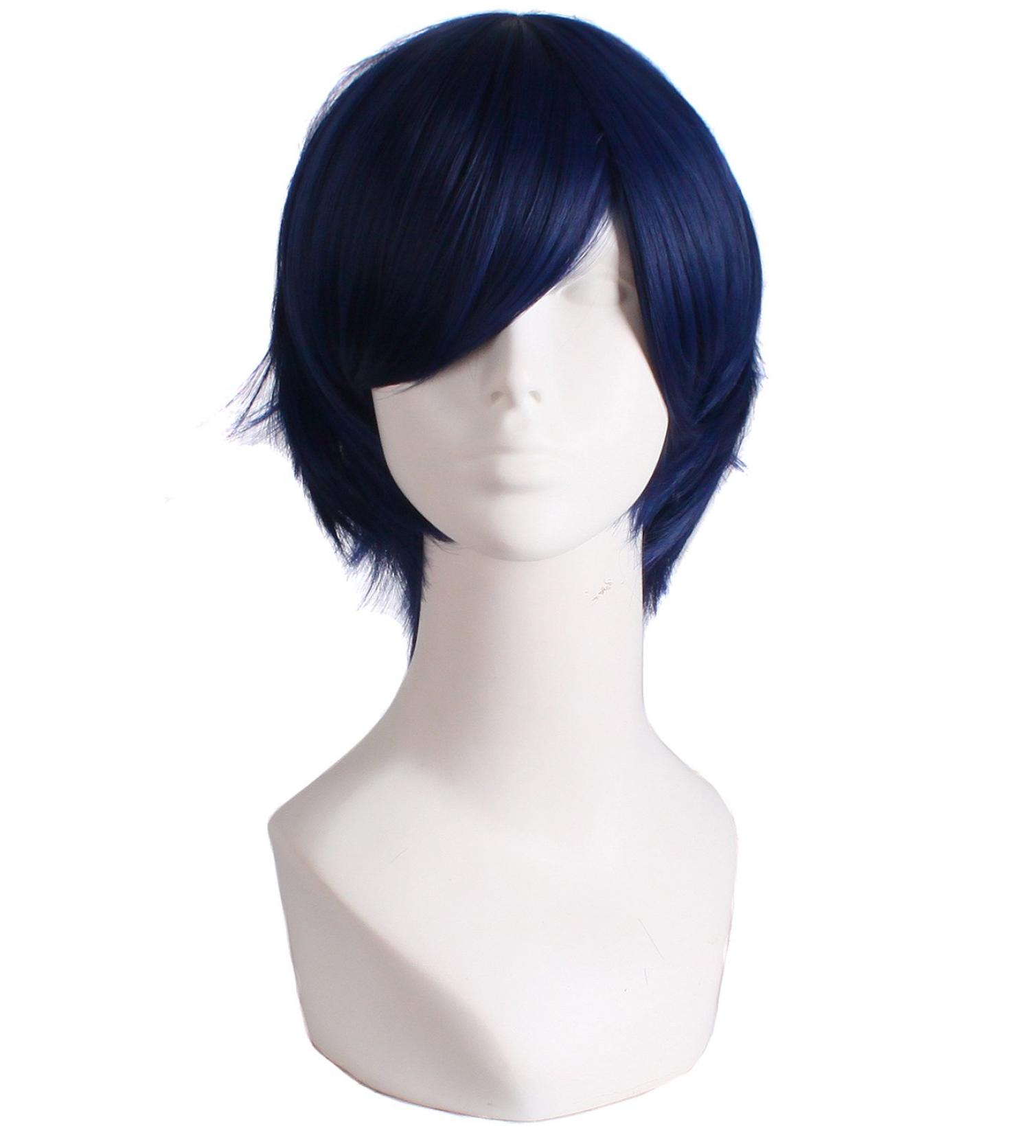 MapofBeauty Men's Short Straight Wig - Cosplay Costume Black/Blue - Buy Online on SooperMarket.com