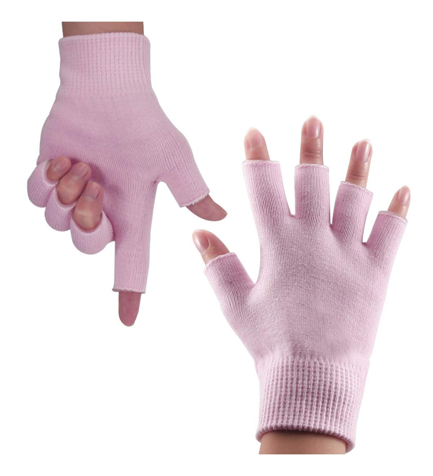 JIAHAO Womens Gel Moisturizing Gloves Day Night Instantly Repair Eczema Dry Rough and Cracked Hands Gel Lining Infused with Essential Oils and Vitamins Pink - Buy Online on SooperMarket.com