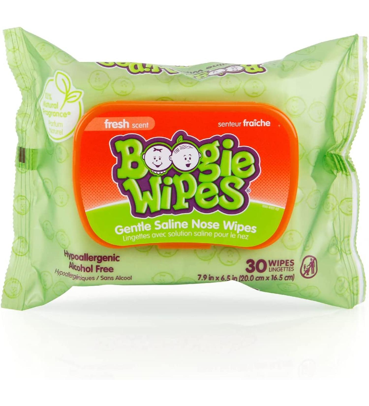 Boogie Wipes Natural Saline Wipes - 30 Fresh Scent Wipes for Stuffy Noses - Buy Online on SooperMarket.com
