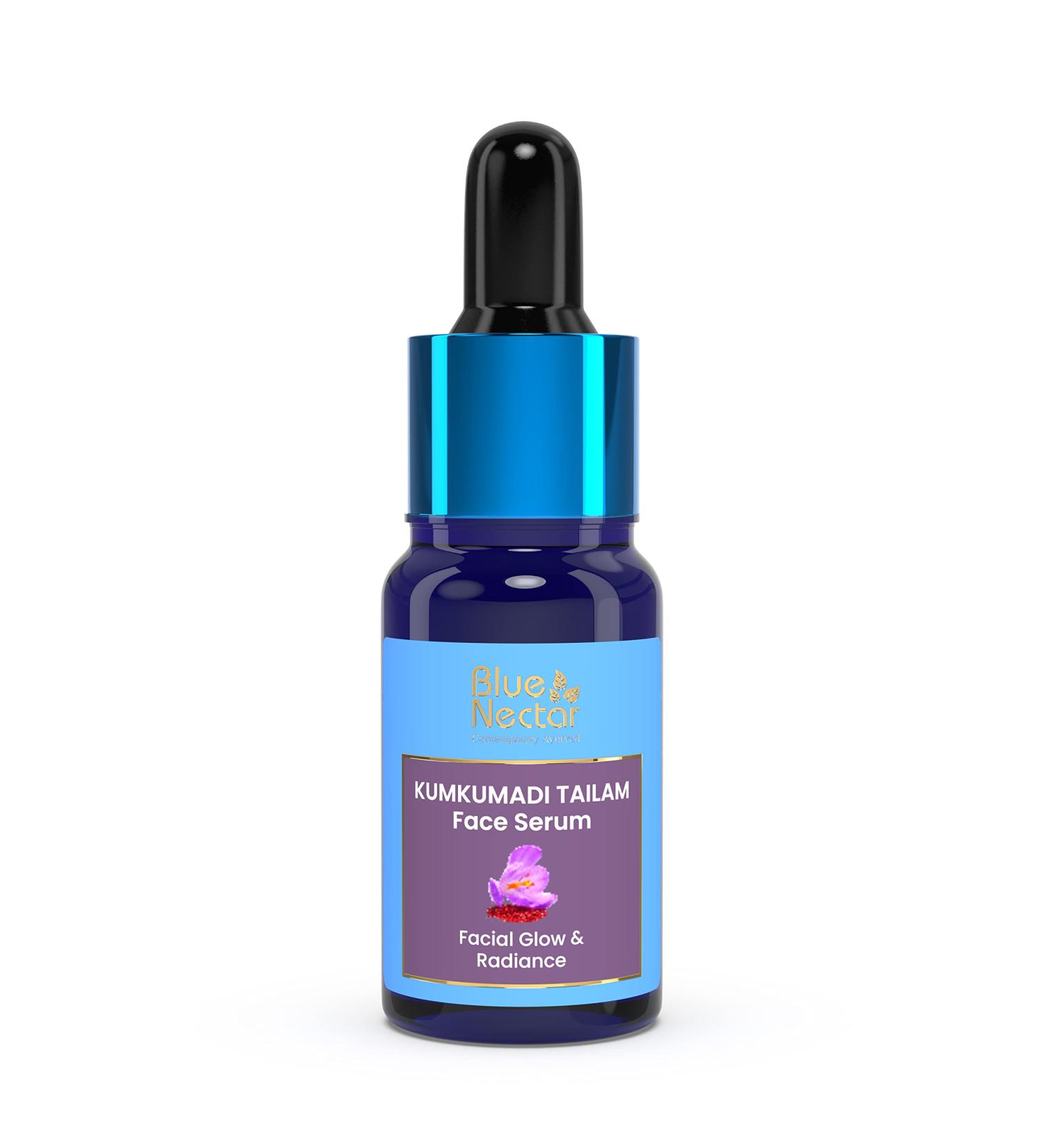 Blue Nectar Kumkumadi Oil 0.34 Fl Oz - Ayurvedic Anti Aging Serum with Saffron & Sandalwood - Natural Face Moisturizer for Women - Buy Online on SooperMarket.com