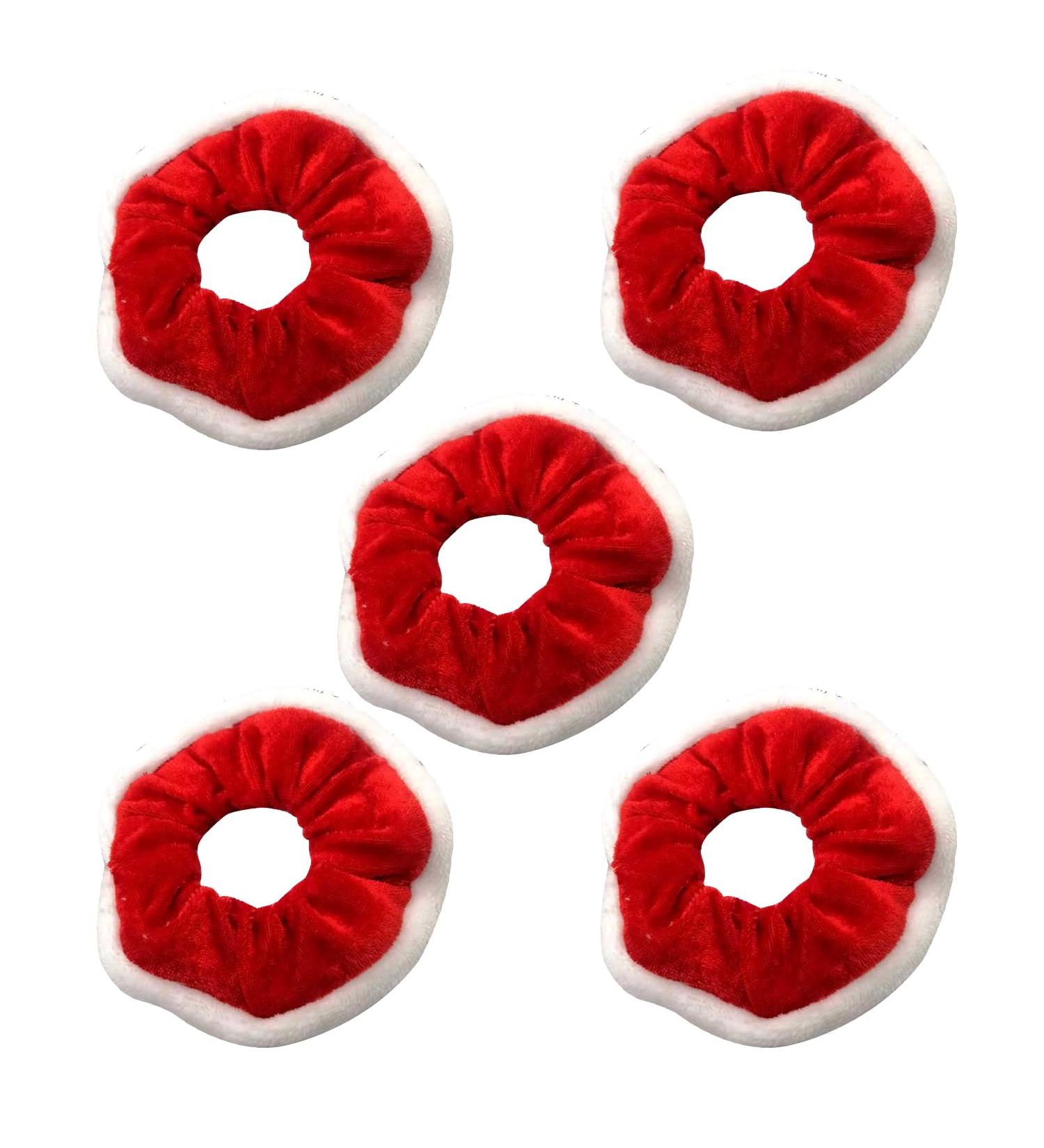 JNAWA 5Pieces Hair Scrunchies Christmas Bobble Elastic Hair Band Red Velvet and White Fur Trim Hair Scrunchie for Ladies Ponytail Holders Hair Accessories - Buy Online on SooperMarket.com
